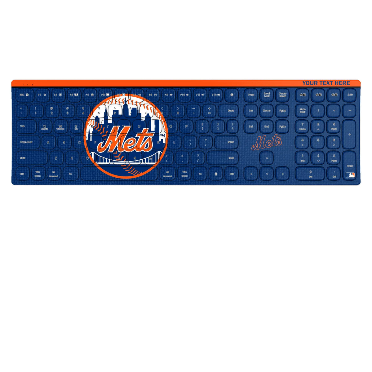 New York Mets Personalized Endzone Solid KKB605 Curved Wireless Keyboard