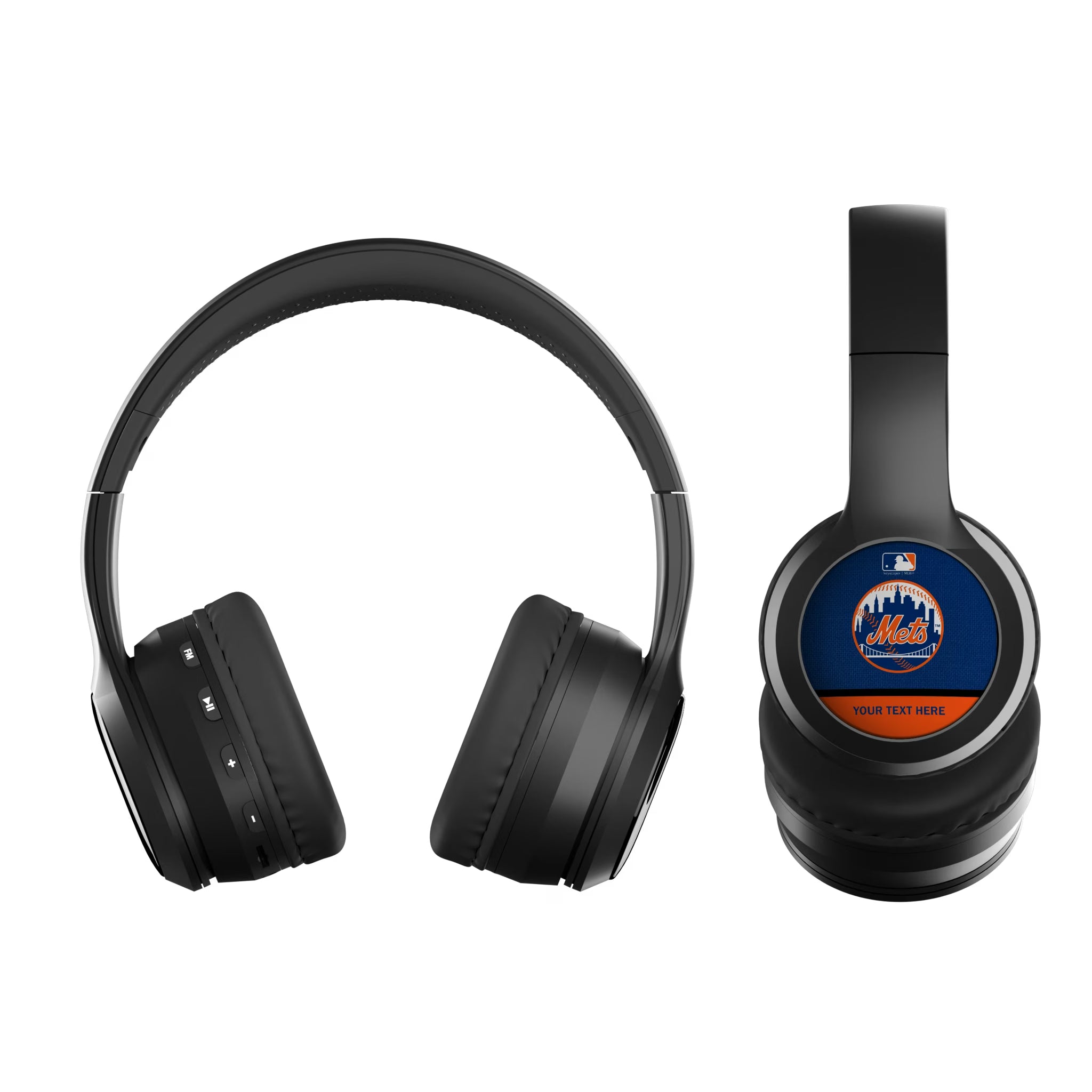 New York Mets Personalized Endzone Solid Wireless Over-Ear BT Headphones With Case