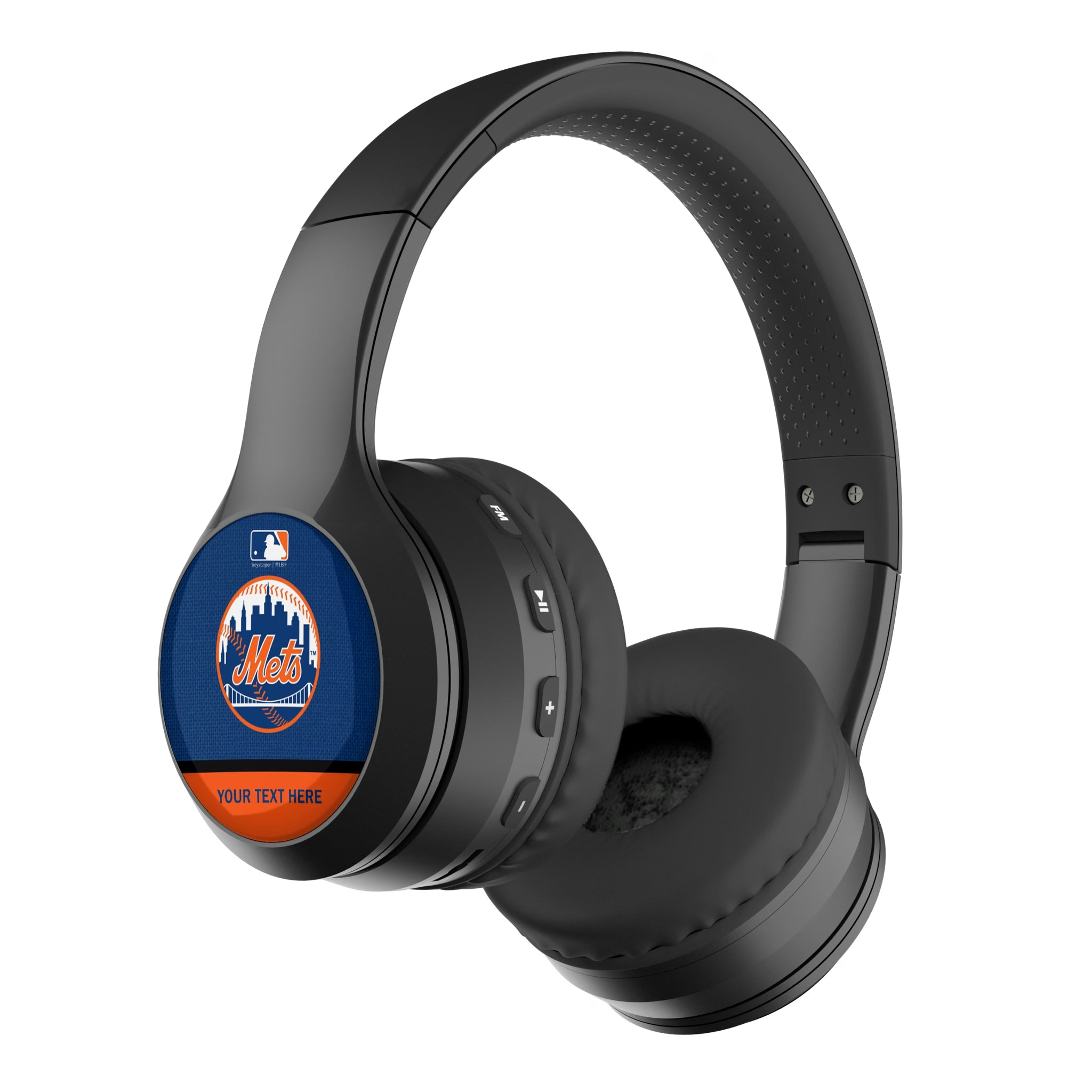 New York Mets Personalized Endzone Solid Wireless Over-Ear BT Headphones With Case