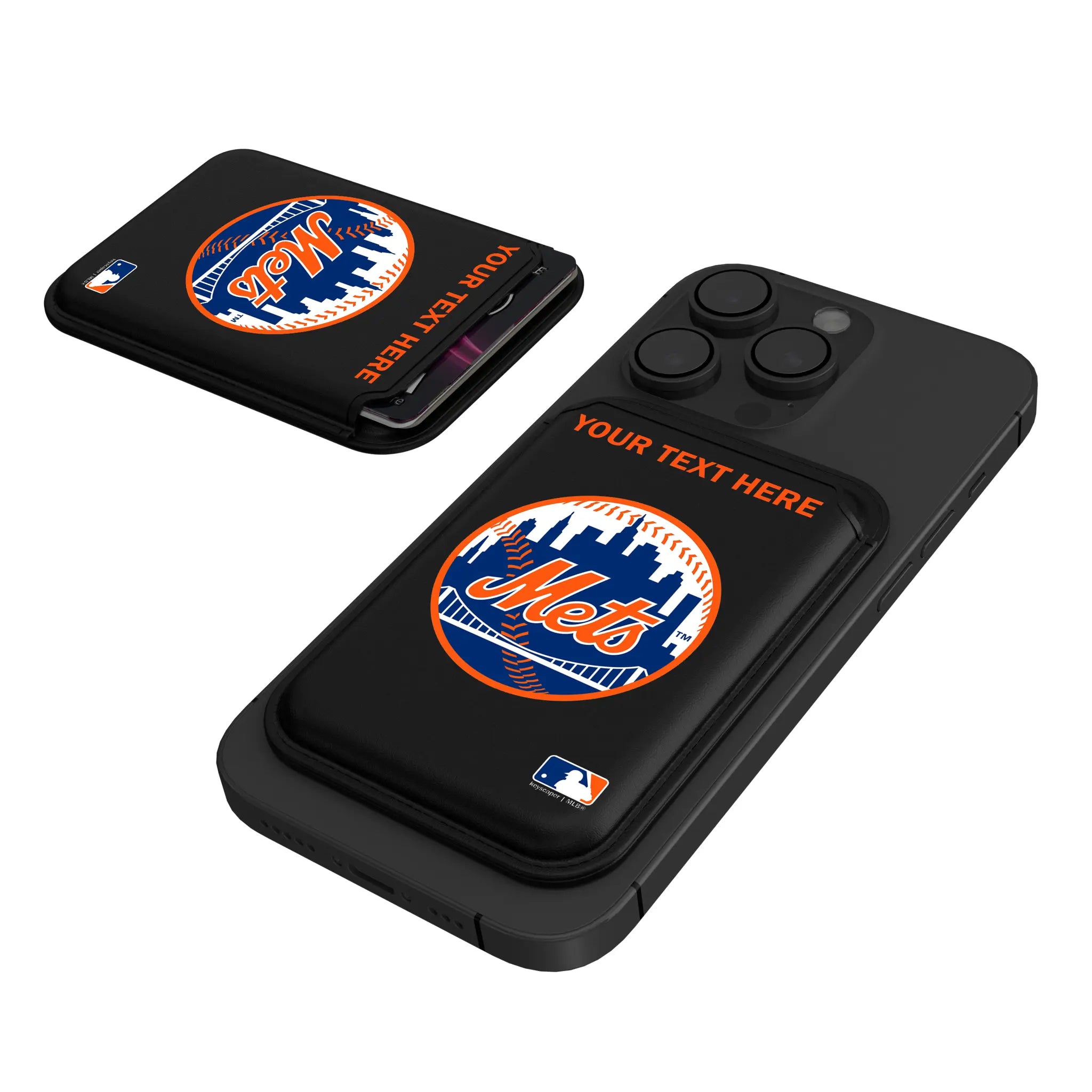 New York Mets Personalized Insignia Black Magnetic Credit Card Wallet