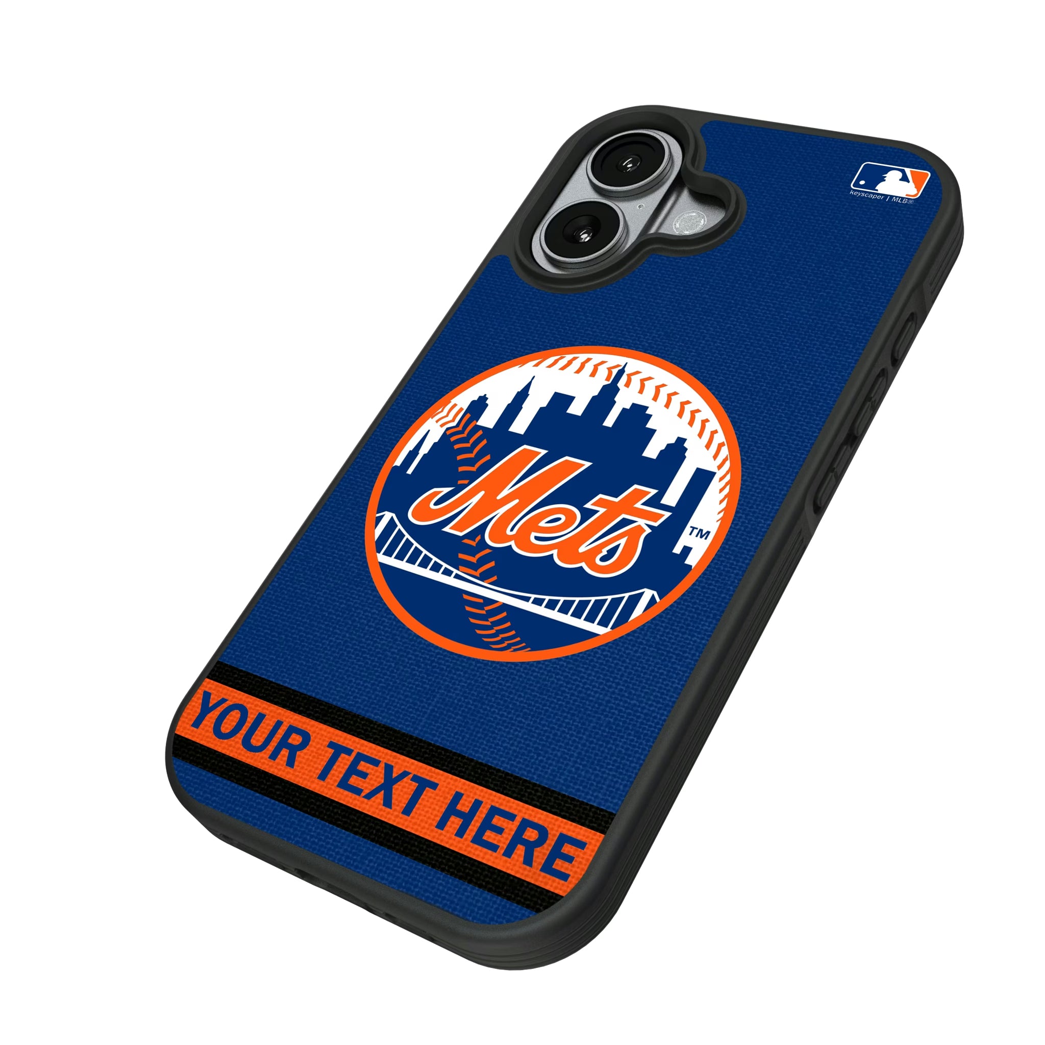 New York Mets Personalized Stripe iPhone Bump Phone Case for Apple iPhone - Isometric View#Device_iPhone 17