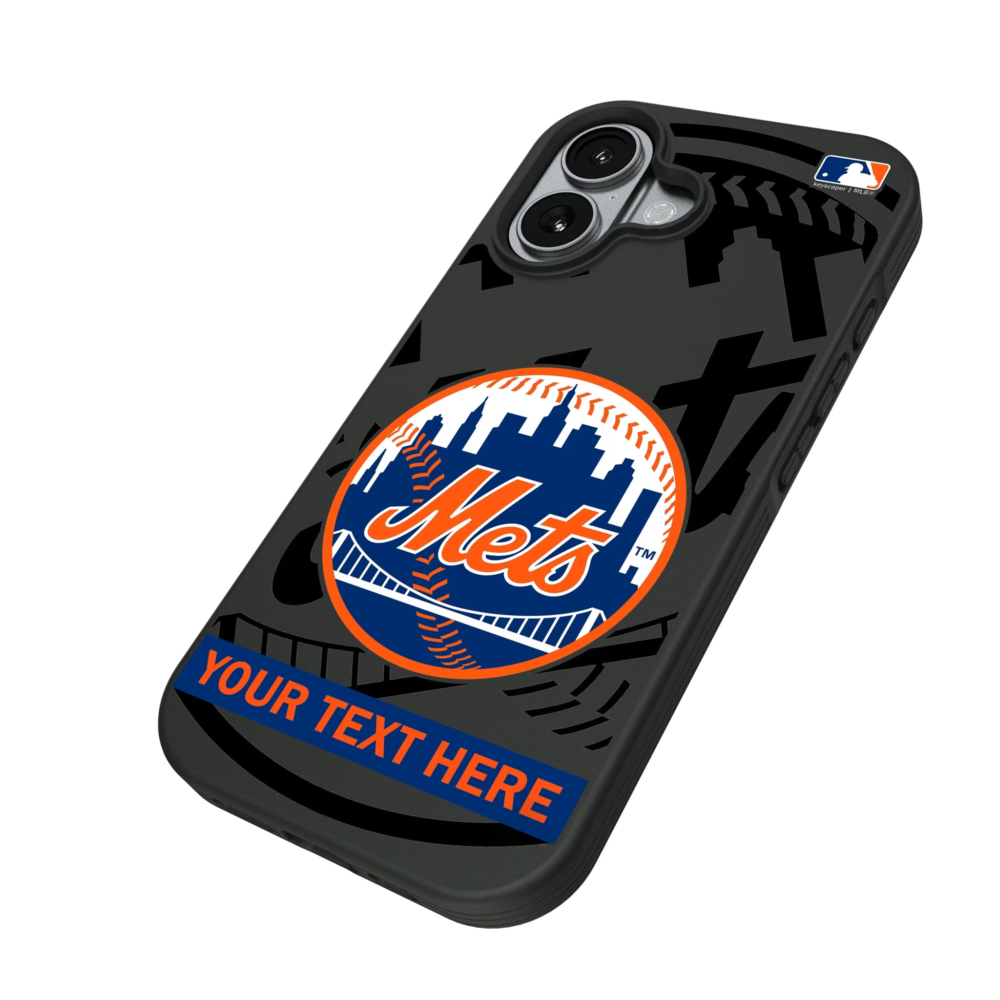 New York Mets Personalized Tilt iPhone Bump Phone Case for Apple iPhone - Isometric View#Device_iPhone 17