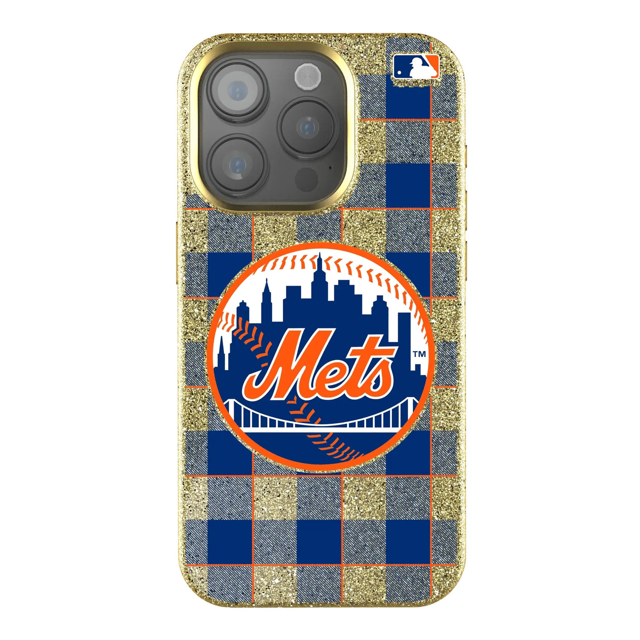 New York Mets Plaid iPhone Bling Phone Case for Apple iPhone