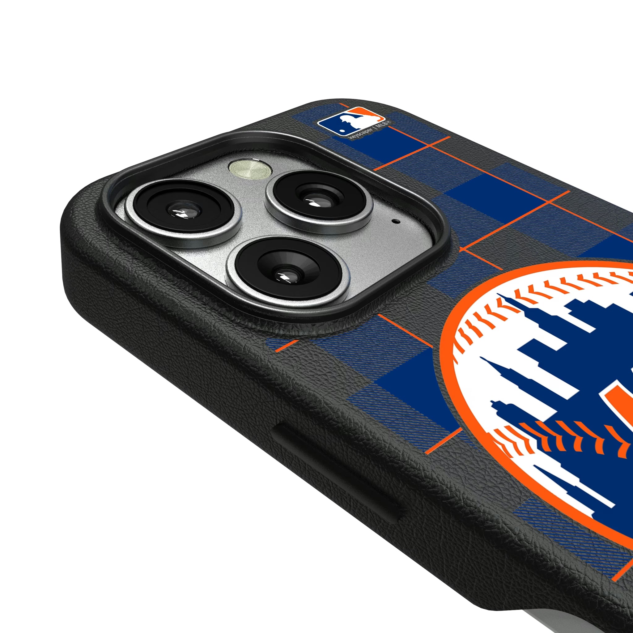 New York Mets Plaid iPhone MagSafe Compatible Phone Case for Apple iPhone - Detail