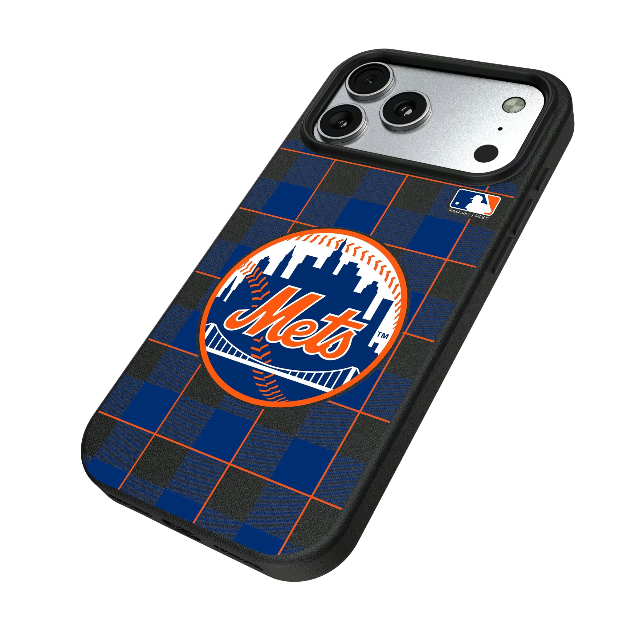 New York Mets Plaid iPhone MagSafe Compatible Phone Case for Apple iPhone - Isometric View#Device_iPhone 17 Pro Max