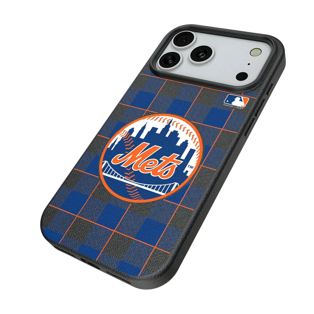 New York Mets Plaid iPhone MagSafe Compatible Phone Case for Apple iPhone - Isometric View#Device_iPhone 18 Pro Max