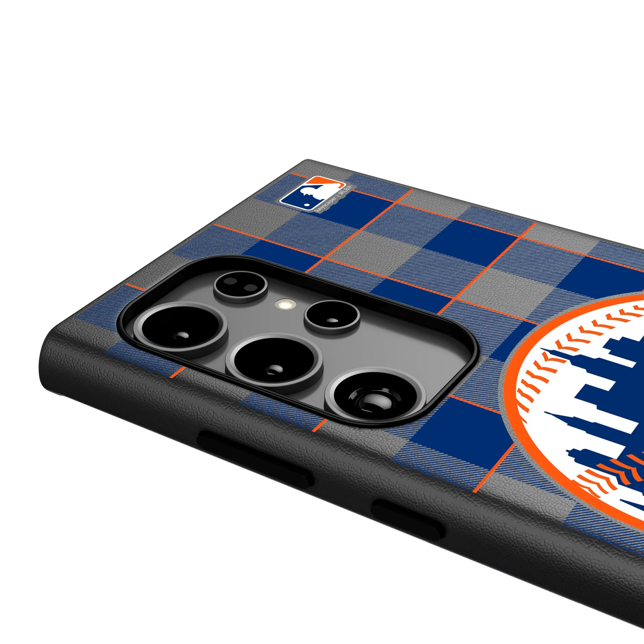 New York Mets Plaid Galaxy MagSafe Compatible Phone Case for Samsung Galaxy - Detail