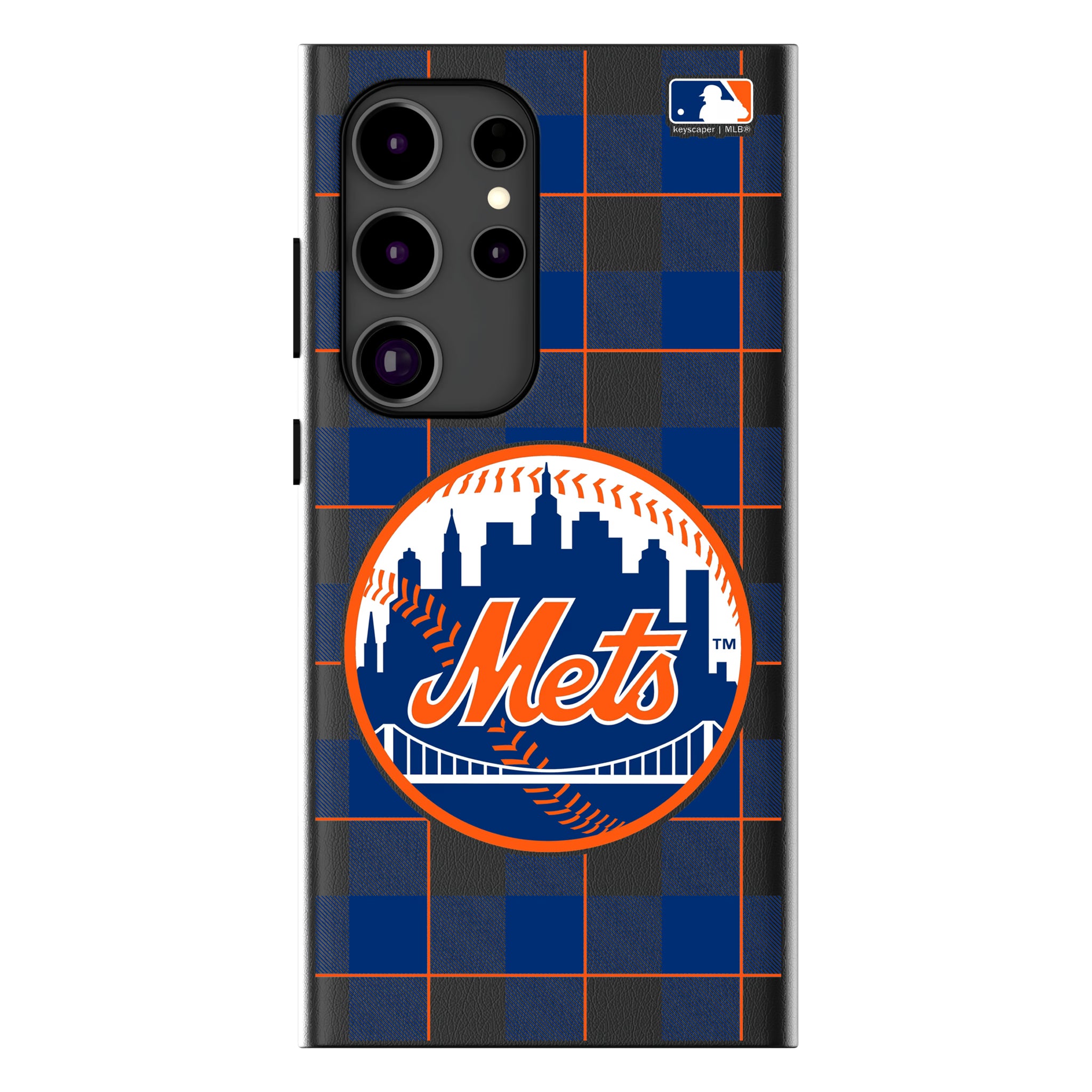 New York Mets Plaid Galaxy MagSafe Compatible Phone Case for Samsung Galaxy