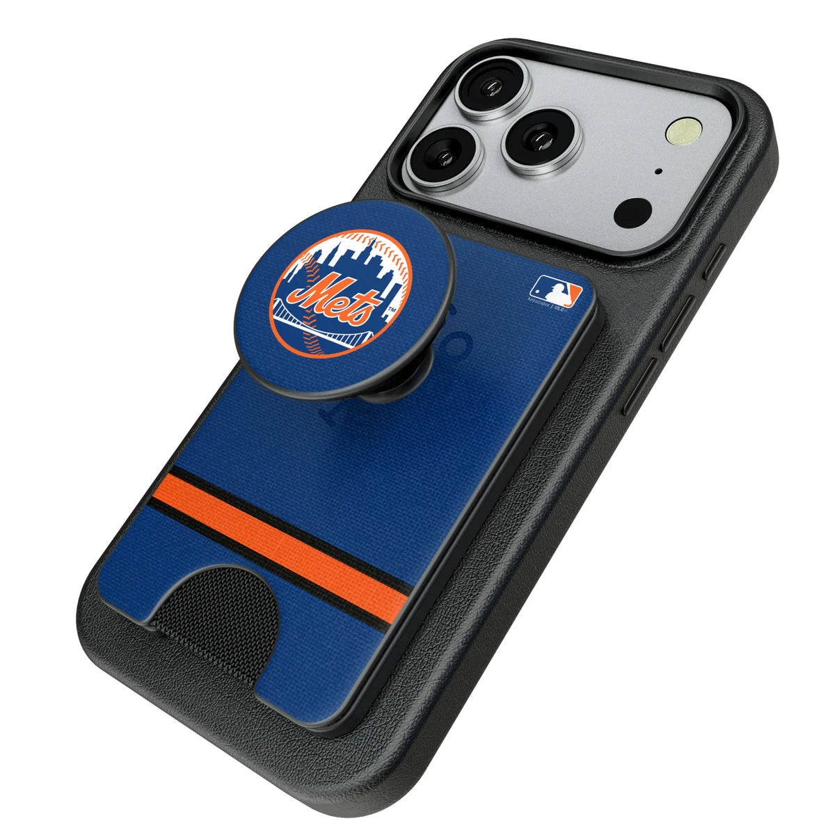 New York Mets Stripe Popsockets Wallet Magnetic - Isometric View