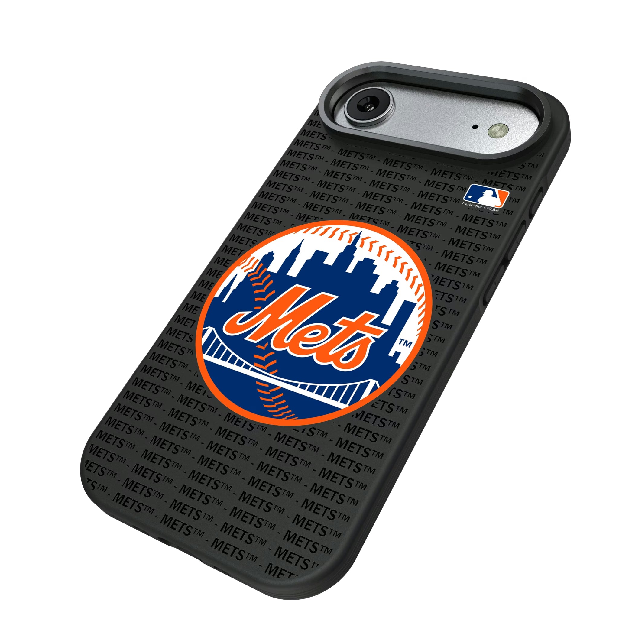 New York Mets Text Backdrop iPhone Bump Phone Case for Apple iPhone - Isometric View#Device_iPhone Air