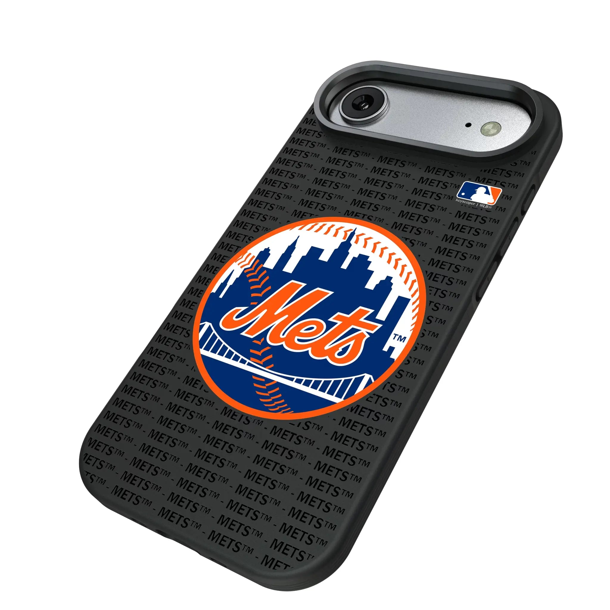 New York Mets Text Backdrop iPhone Bump Phone Case for Apple iPhone - Isometric View#Device_iPhone Air