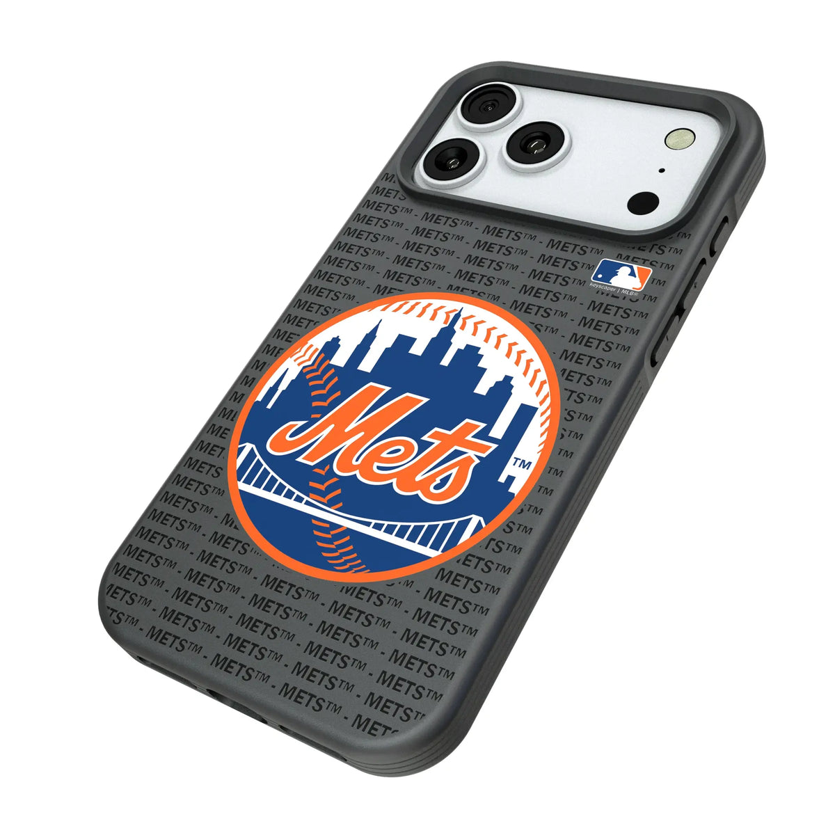 New York Mets Text Backdrop iPhone Bump Phone Case for Apple iPhone - Isometric View#Device_iPhone 18 Pro Max
