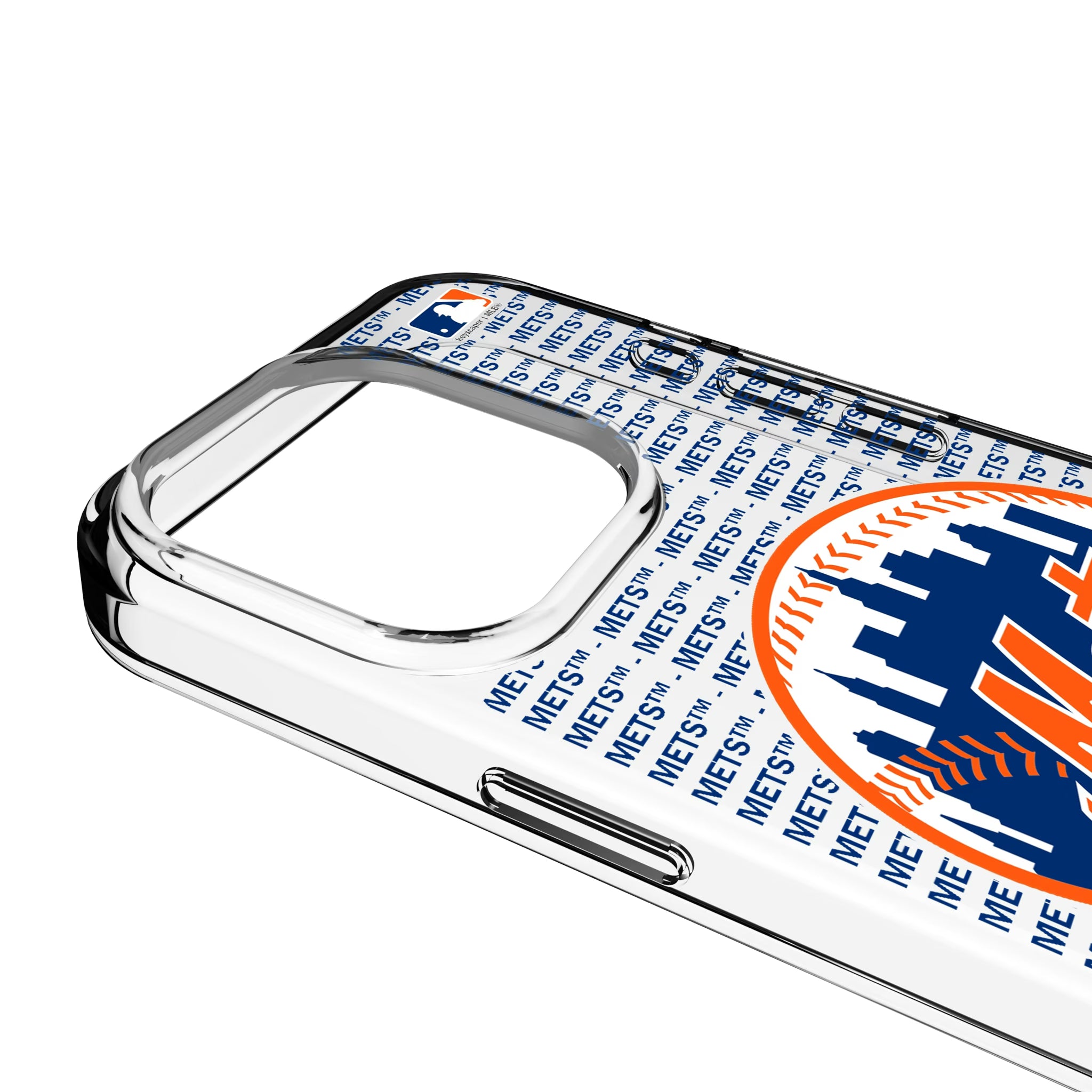 New York Mets Text Backdrop iPhone Clear Phone Case for Apple iPhone - Detail