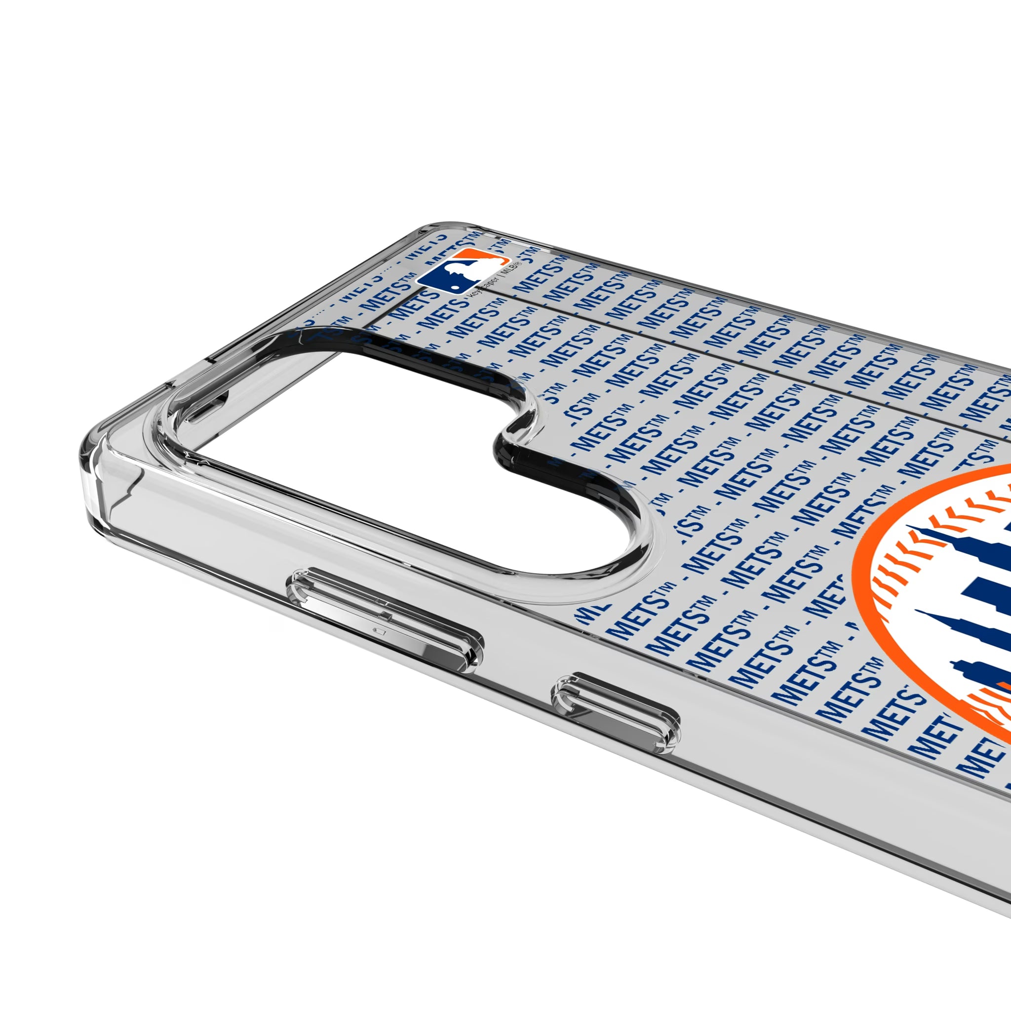 New York Mets Text Backdrop Galaxy Clear Phone Case for Samsung Galaxy - Detail