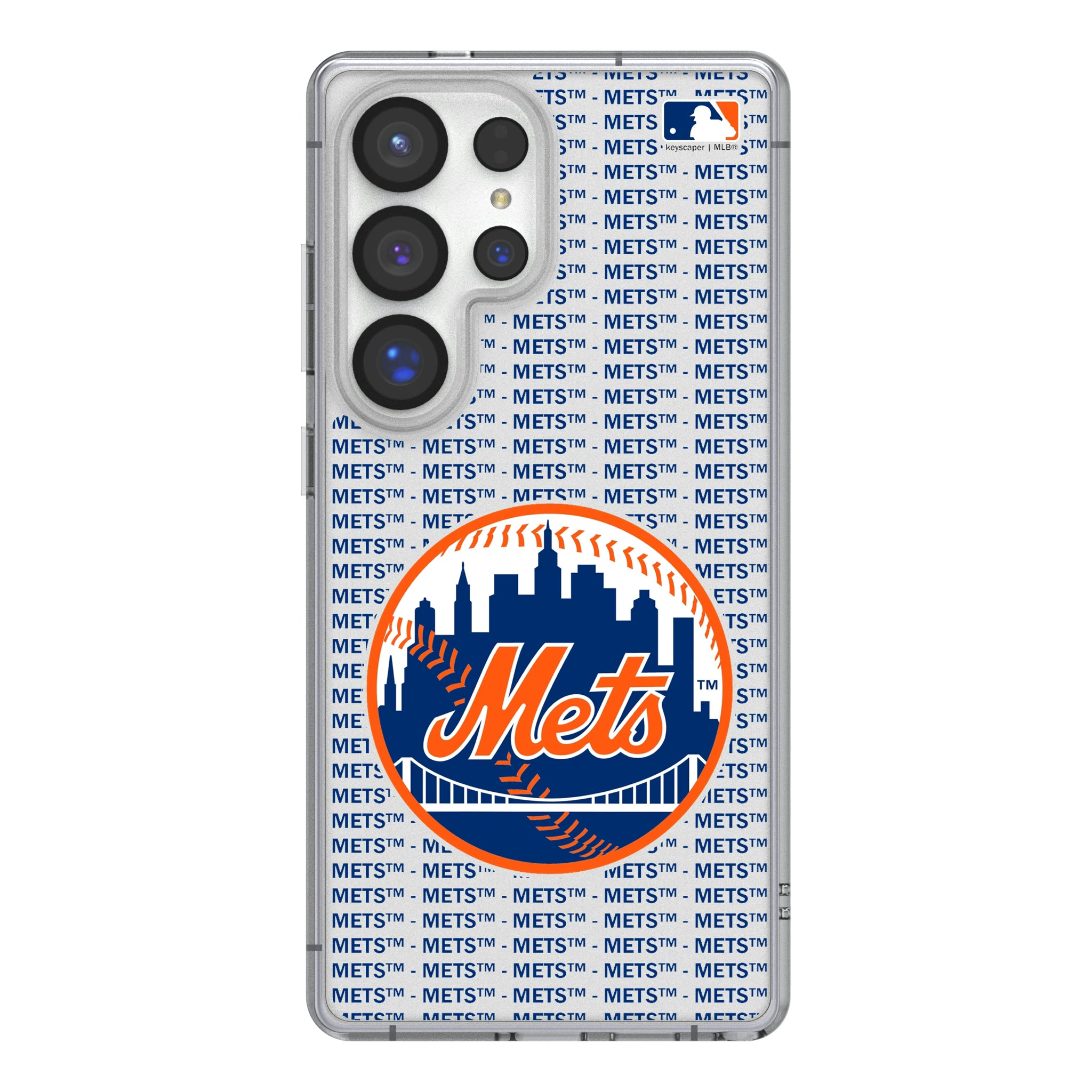 New York Mets Text Backdrop Galaxy Clear Phone Case for Samsung Galaxy