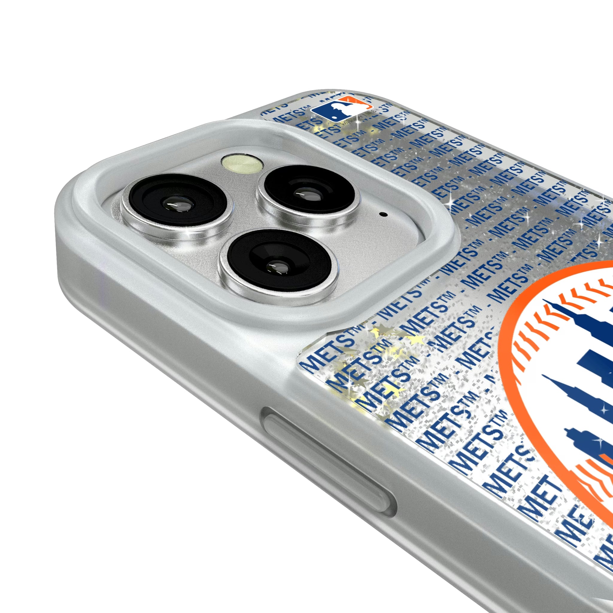 New York Mets Text Backdrop iPhone Glitter Phone Case for Apple iPhone - Detail#Device_iPhone 16 Pro