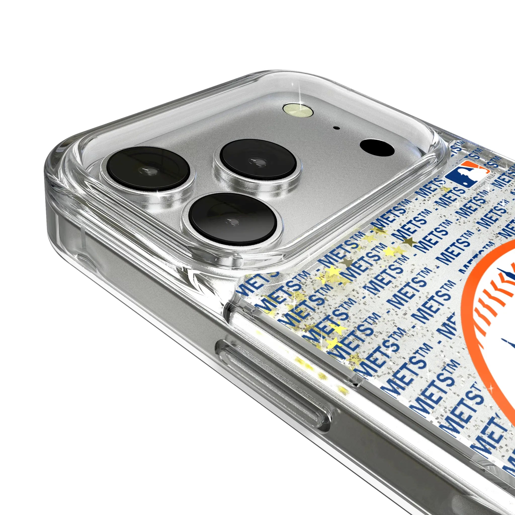 New York Mets Text Backdrop iPhone Glitter Phone Case for Apple iPhone - Detail
