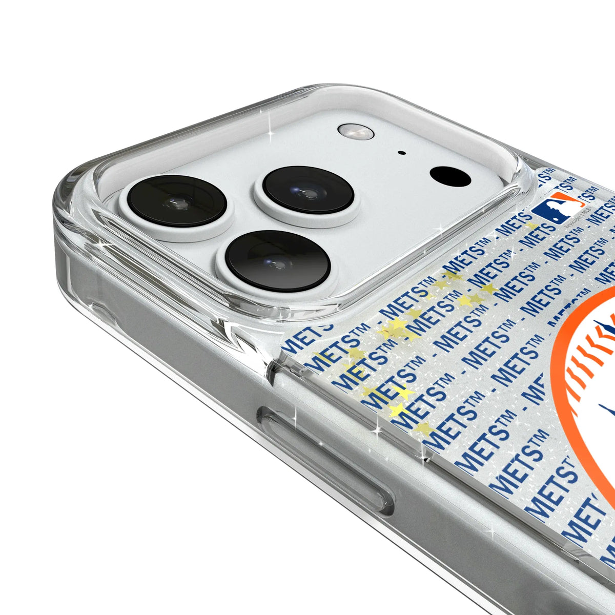 New York Mets Text Backdrop iPhone Glitter Phone Case for Apple iPhone - Detail#Device_iPhone 18 Pro