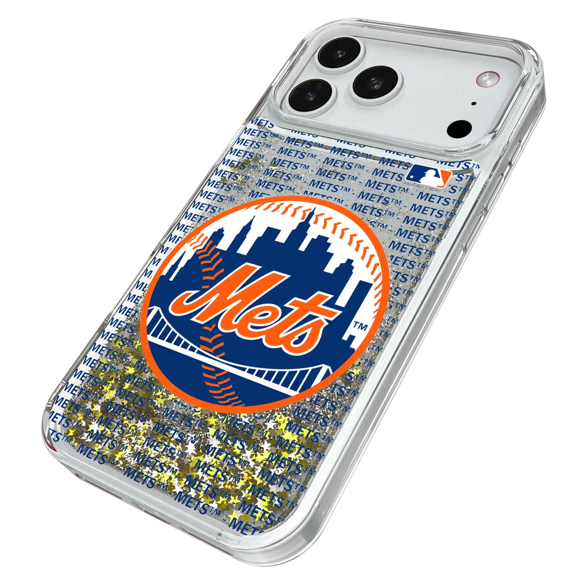 New York Mets Text Backdrop iPhone Glitter Phone Case for Apple iPhone - Isometric View#Device_iPhone 18 Pro Max
