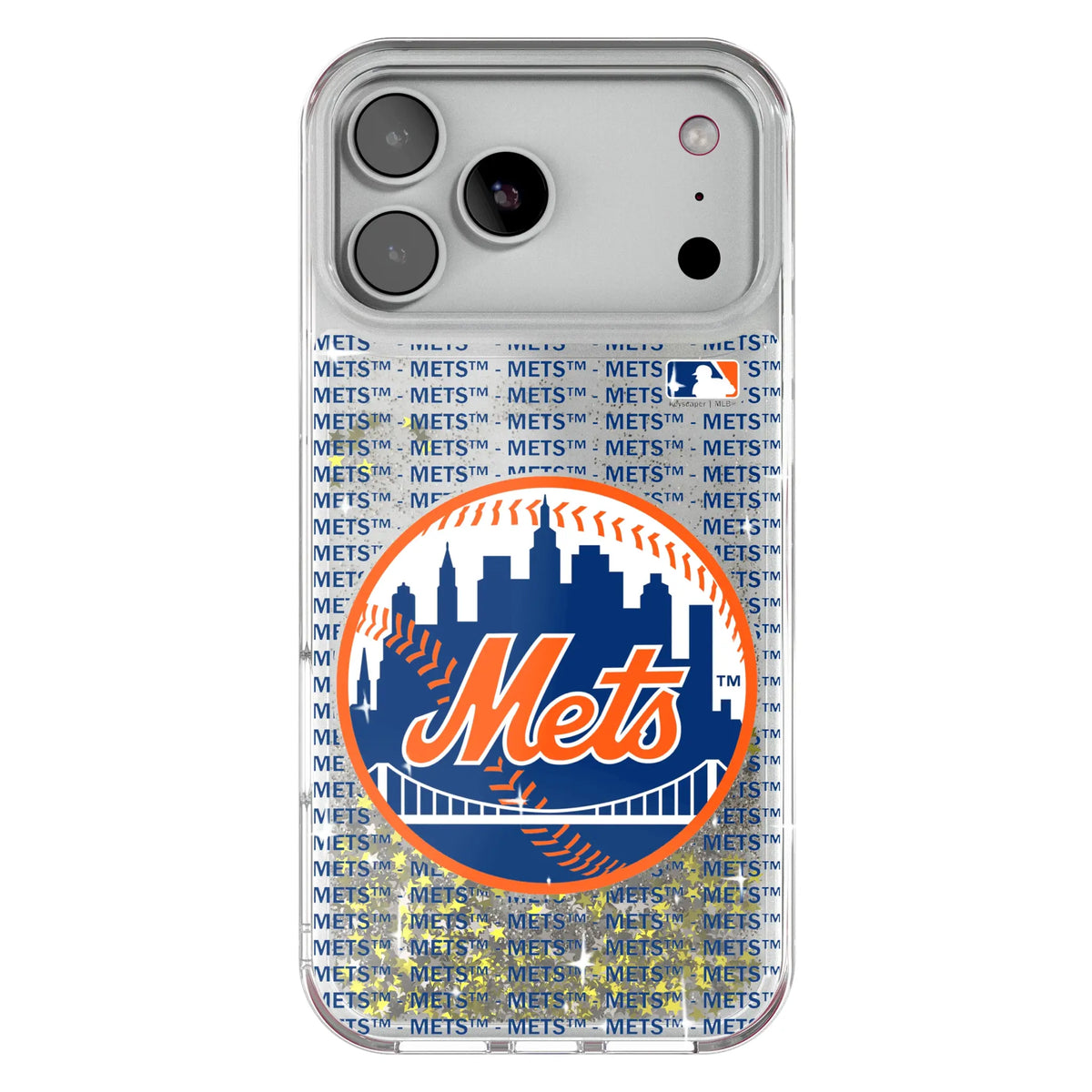 New York Mets Text Backdrop Glitter Phone Case for Apple iPhone