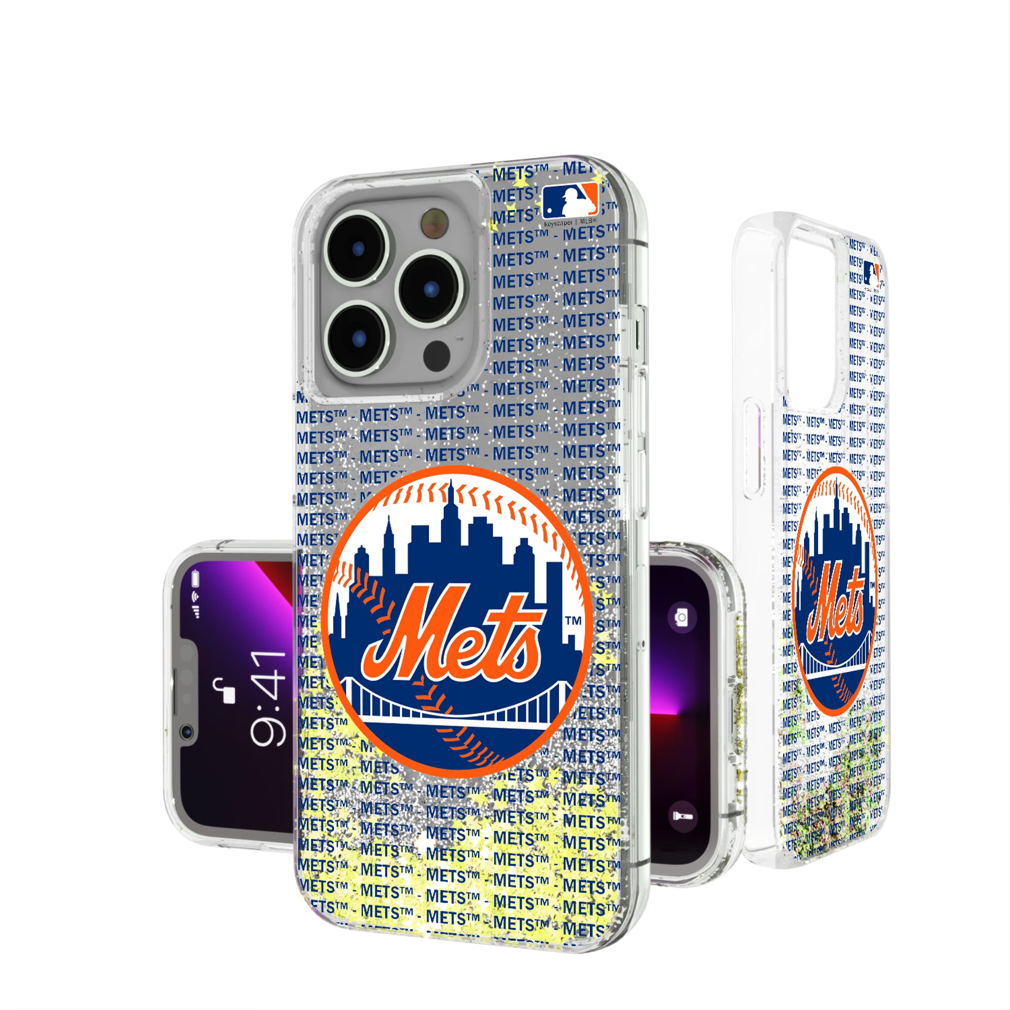 New York Mets Text Backdrop iPhone Glitter Phone Case for Apple iPhone