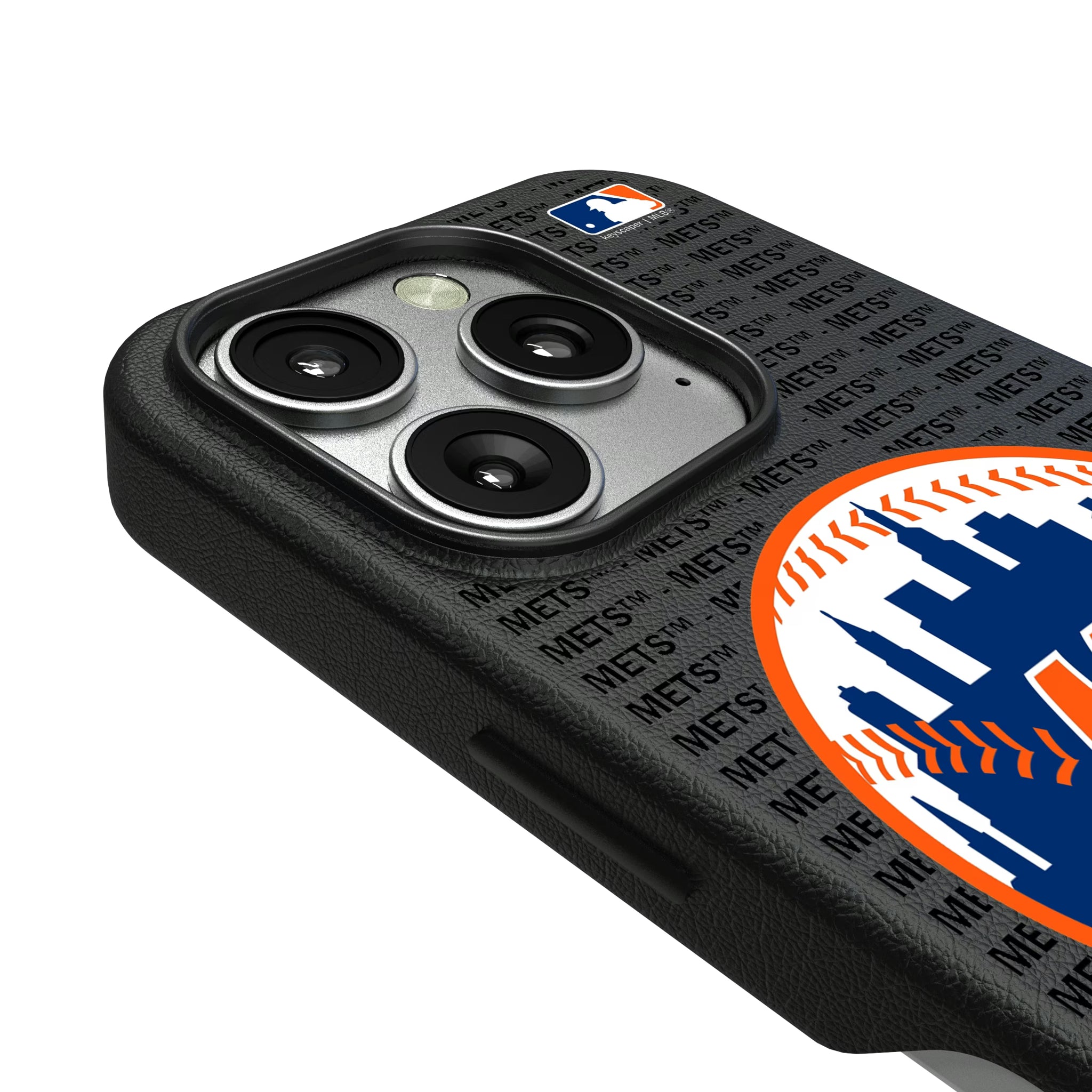 New York Mets Text Backdrop iPhone MagSafe Compatible Phone Case for Apple iPhone - Detail