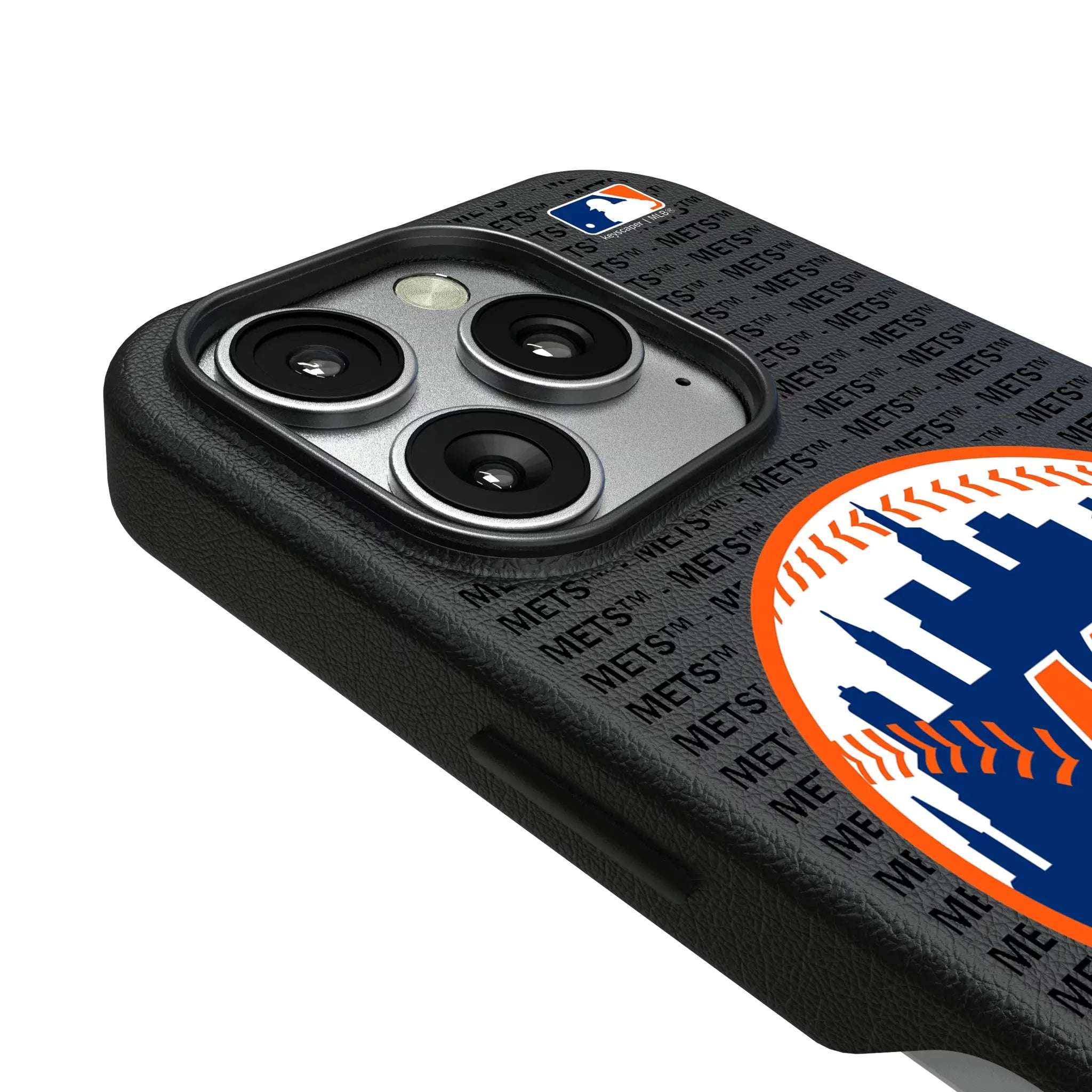 New York Mets Text Backdrop iPhone MagSafe Compatible Phone Case for Apple iPhone - Detail