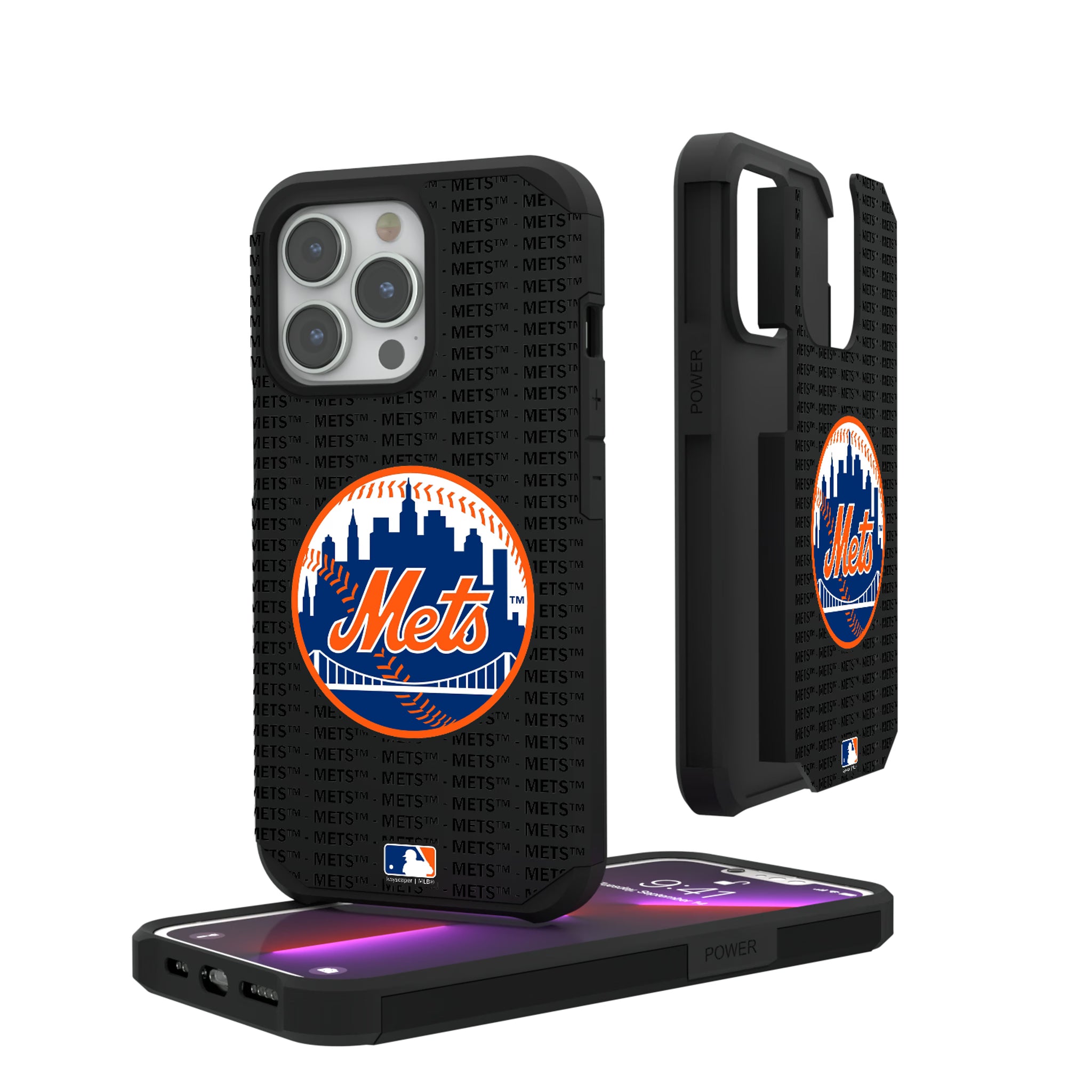 New York Mets Text Backdrop iPhone Rugged Phone Case for Apple iPhone