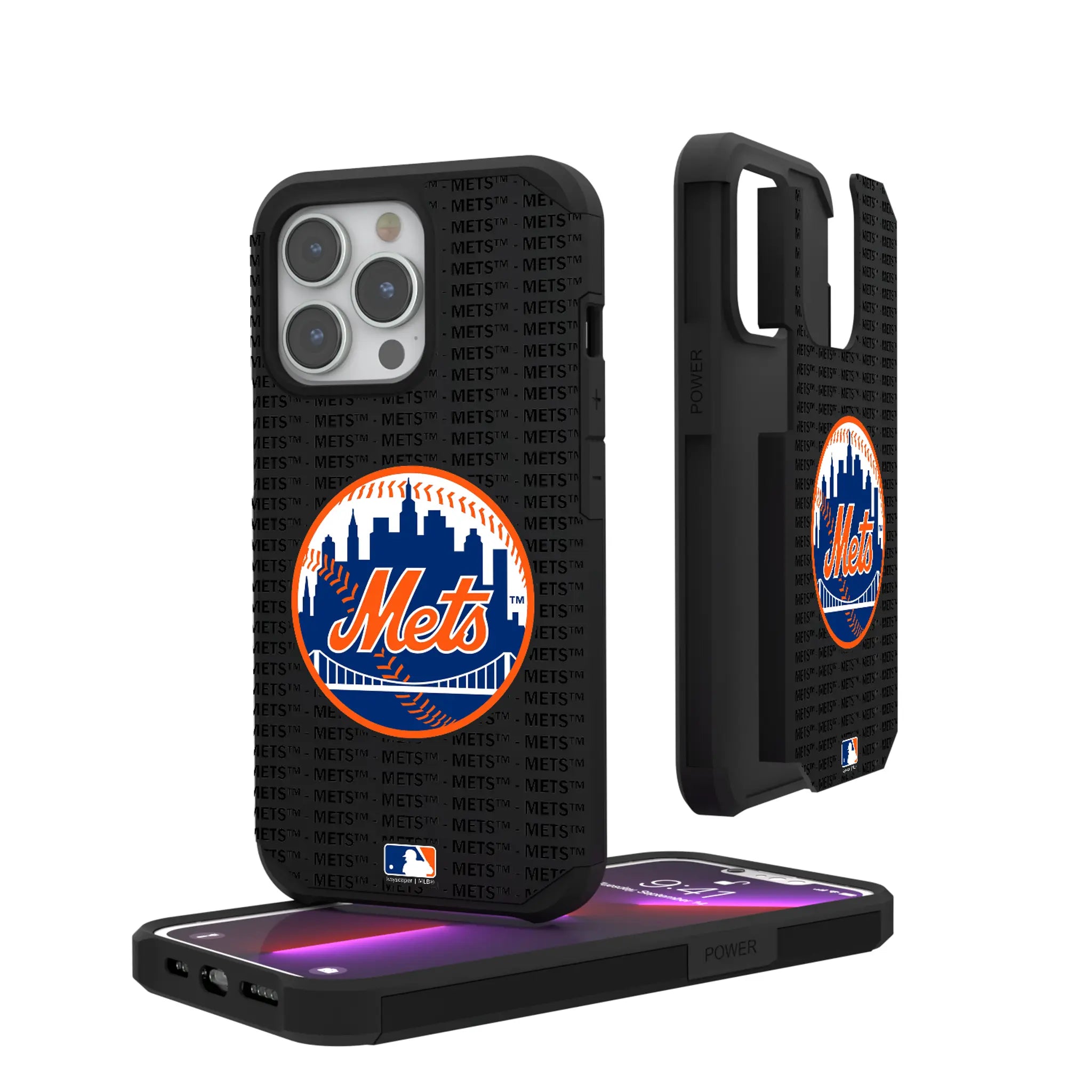 New York Mets Text Backdrop iPhone Rugged Phone Case for Apple iPhone