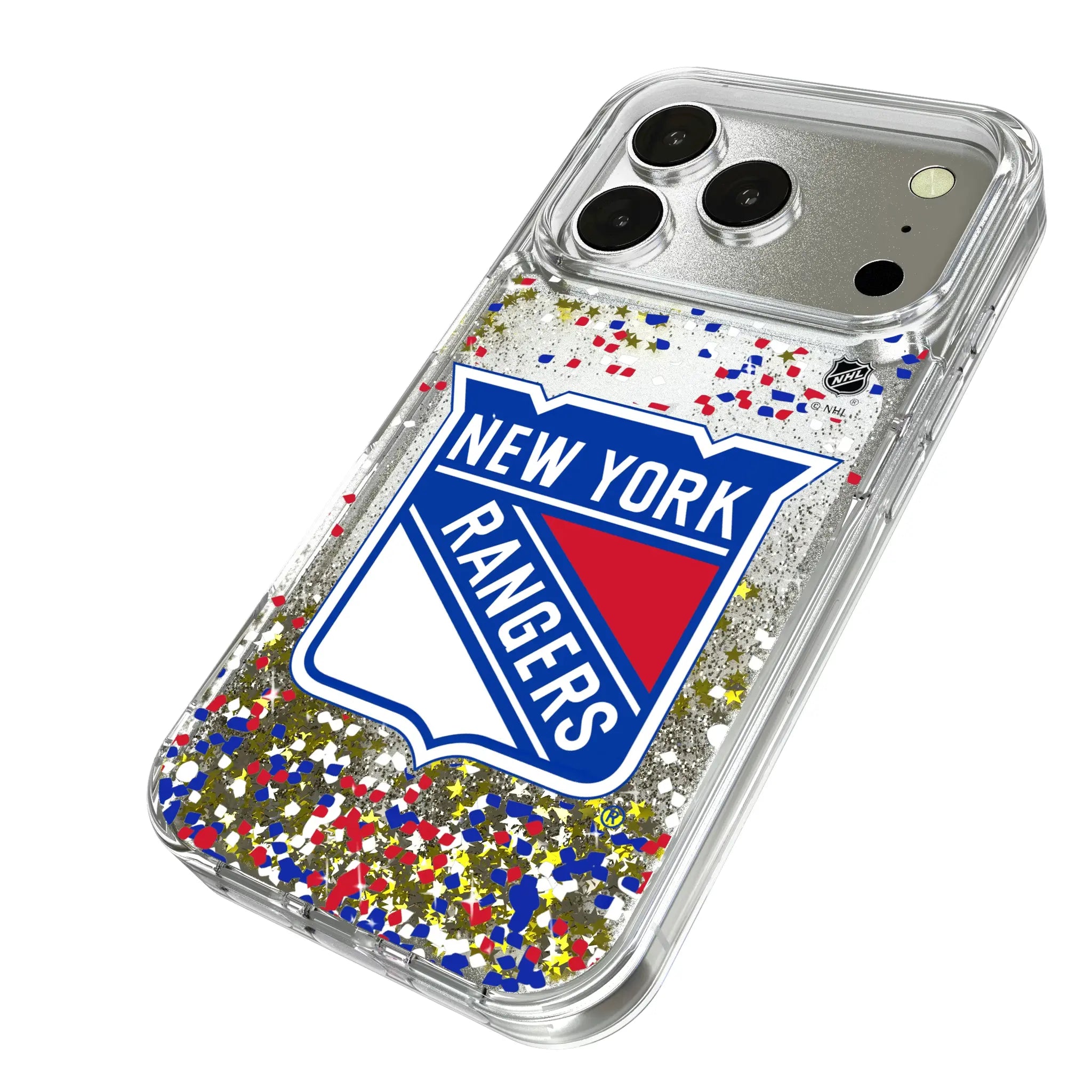 New York Rangers Confetti iPhone Glitter Phone Case for Apple iPhone - Isometric View