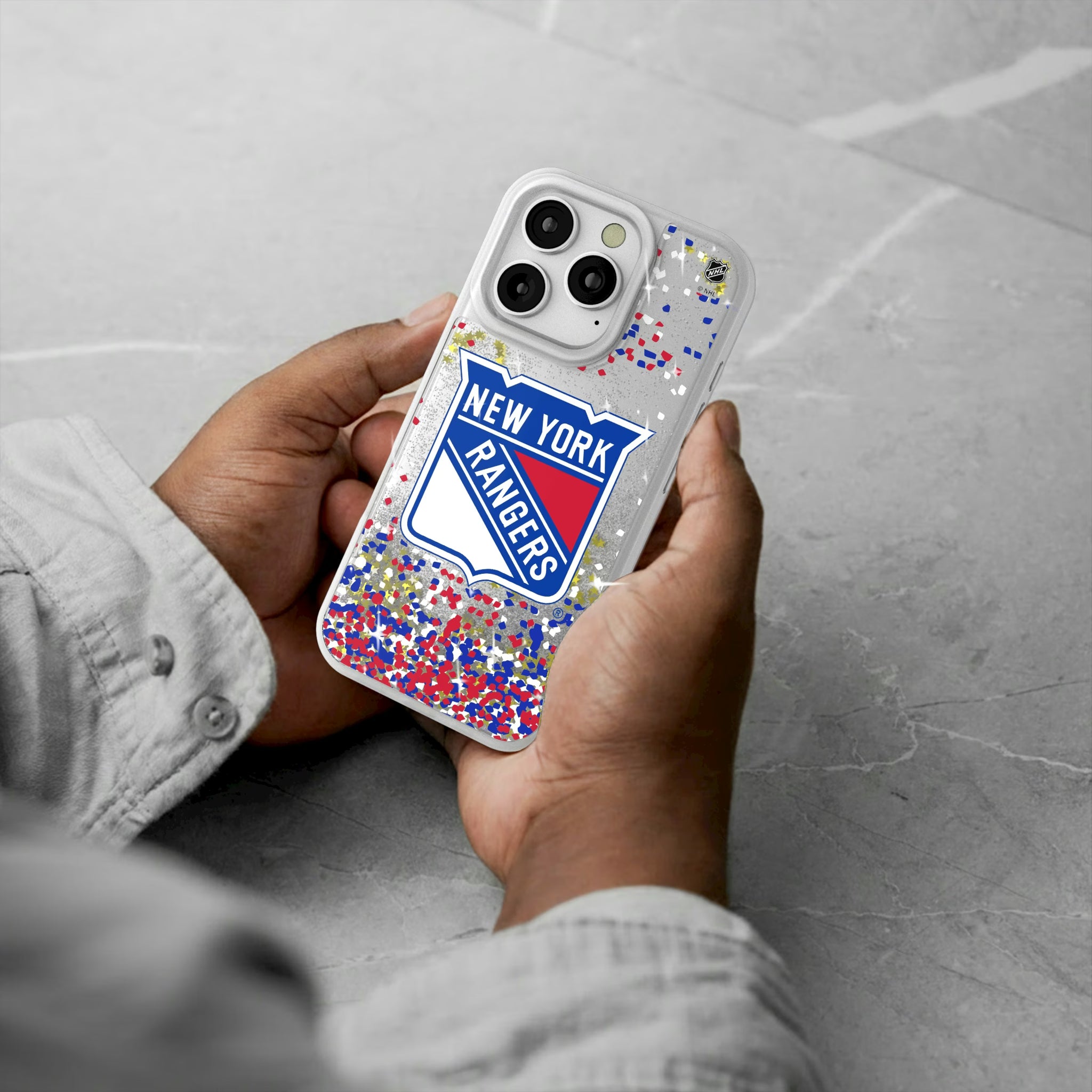 New York Rangers Confetti iPhone Glitter Phone Case for Apple iPhone - Lifestyle#Device_iPhone 16 Pro