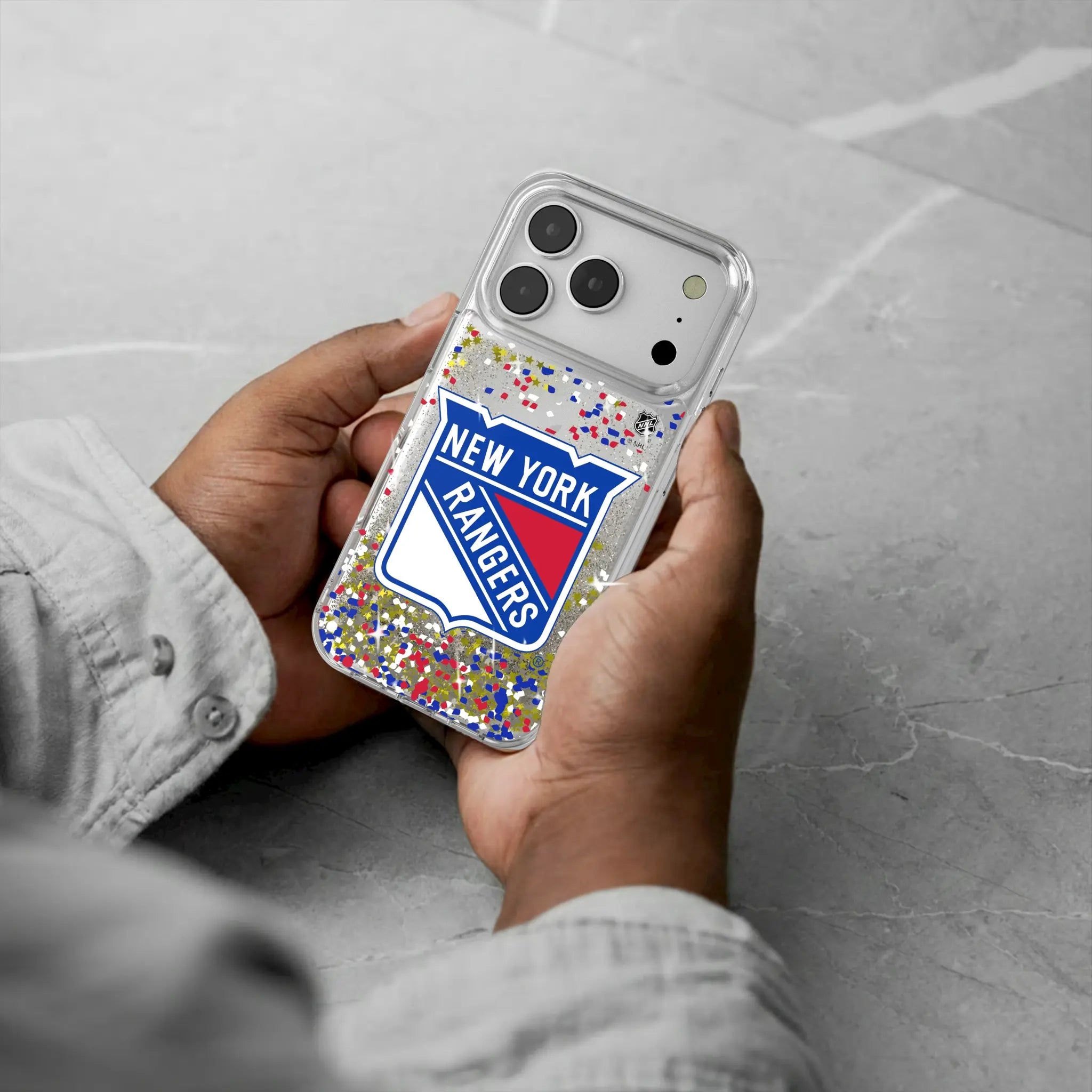 New York Rangers Confetti iPhone Glitter Phone Case for Apple iPhone - Lifestyle