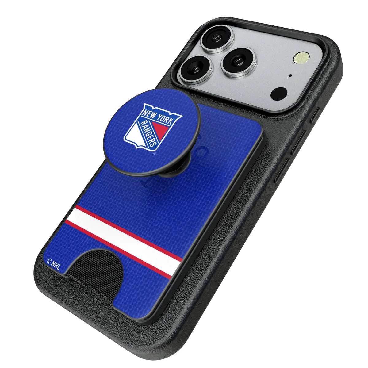 New York Rangers Endzone Solid Popsockets Wallet Magnetic - Isometric View