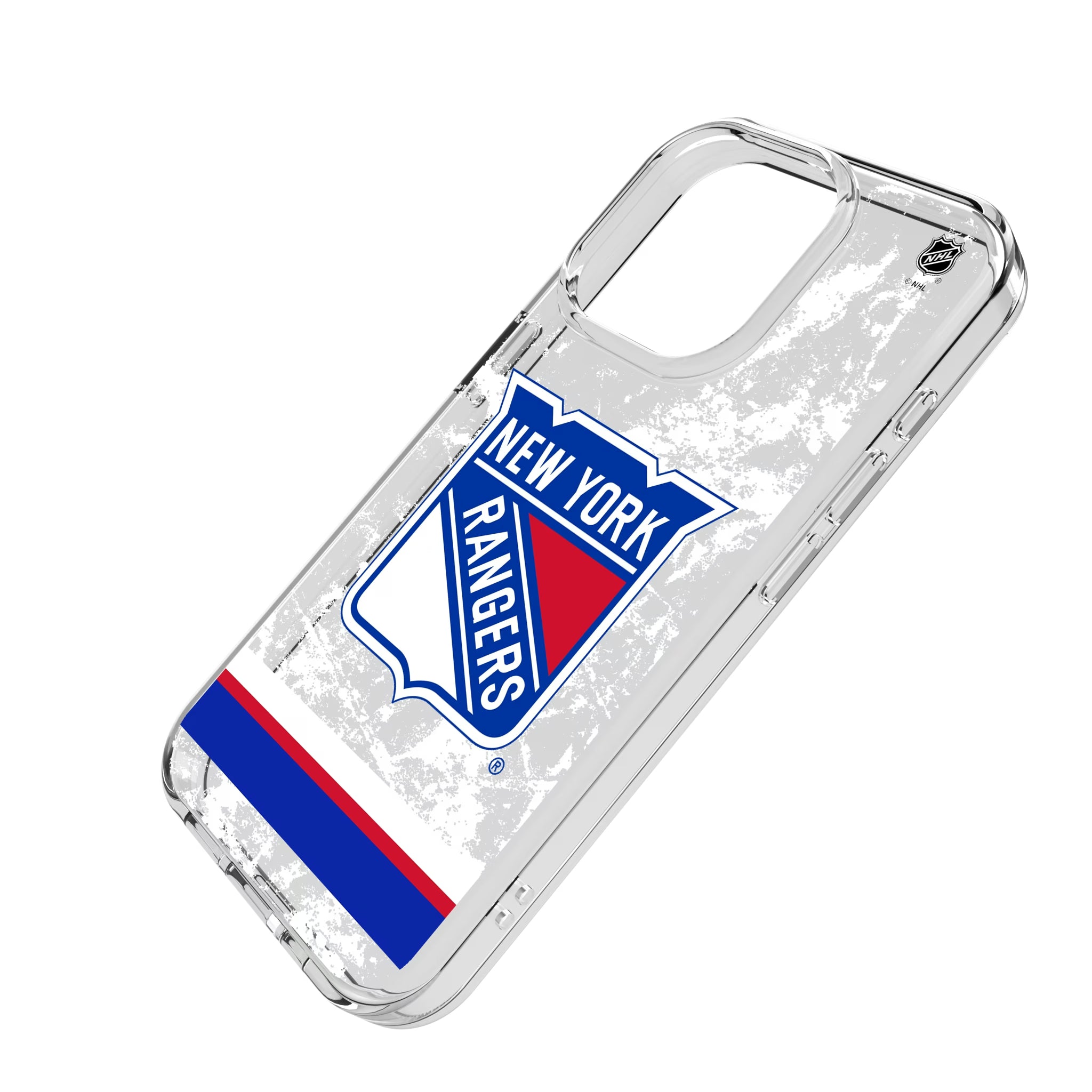 New York Rangers Ice Stripe iPhone Clear Phone Case for Apple iPhone - Isometric View
