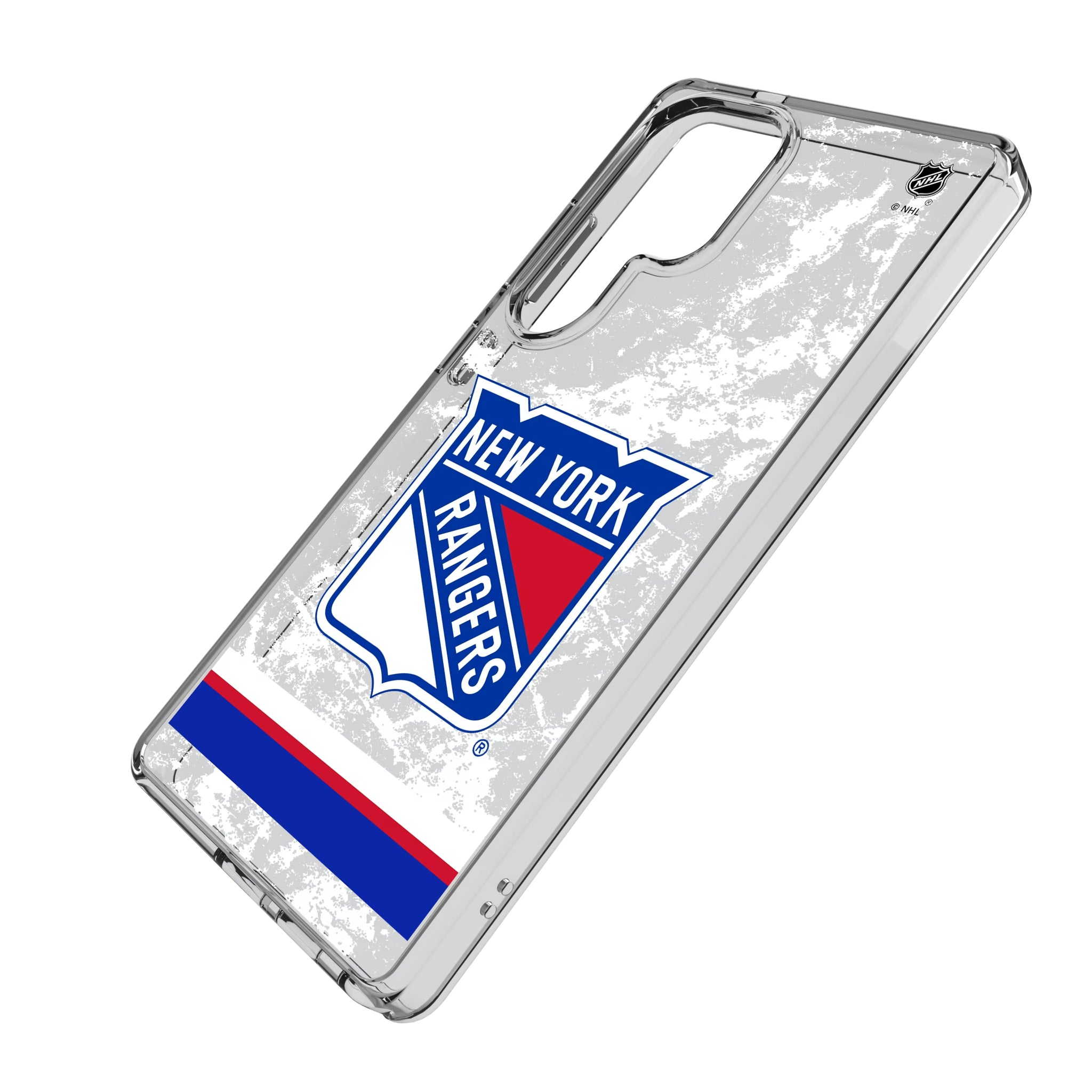New York Rangers Ice Stripe Galaxy Clear Phone Case for Samsung Galaxy - Isometric View