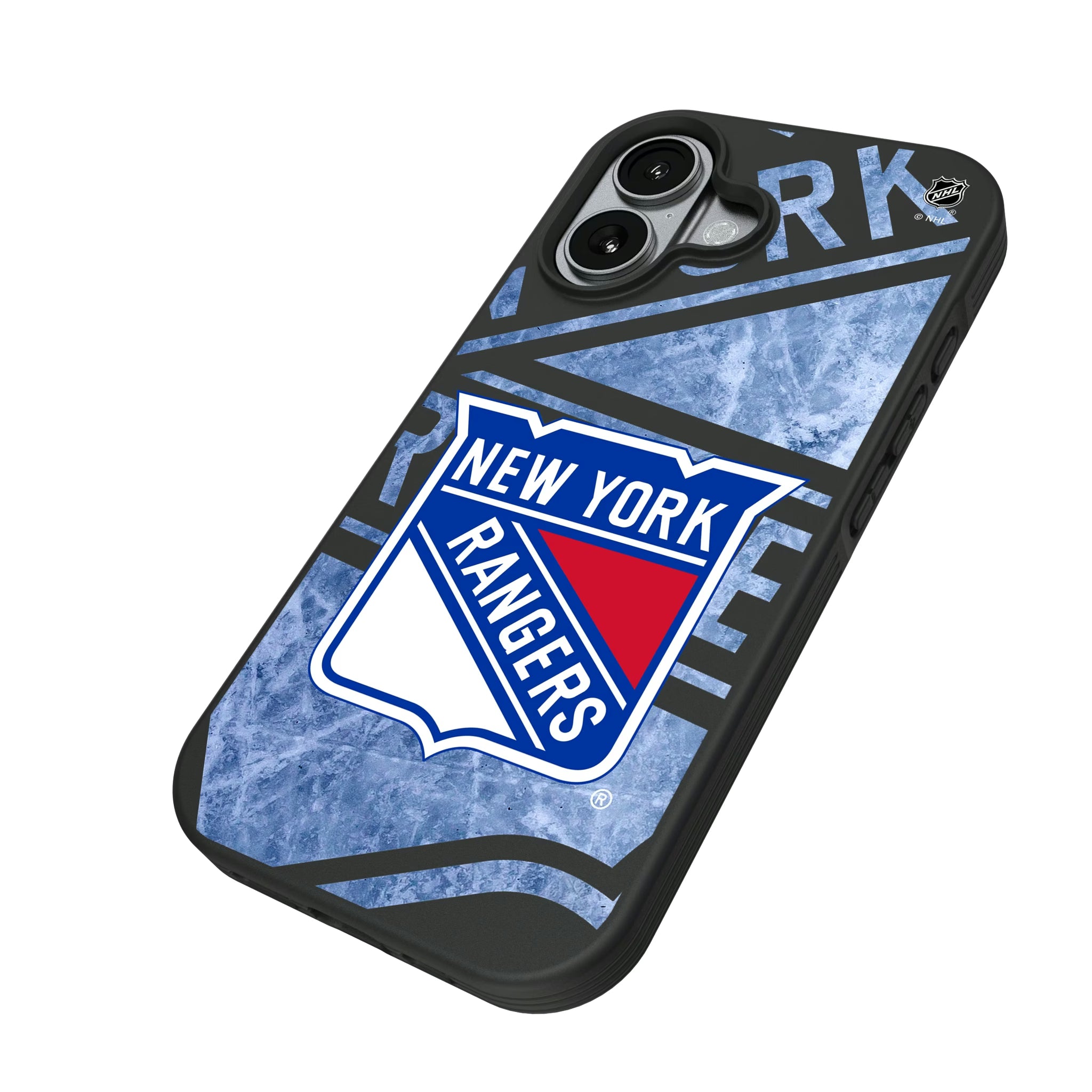 New York Rangers Ice Tilt iPhone Bump Phone Case for Apple iPhone - Isometric View#Device_iPhone 17