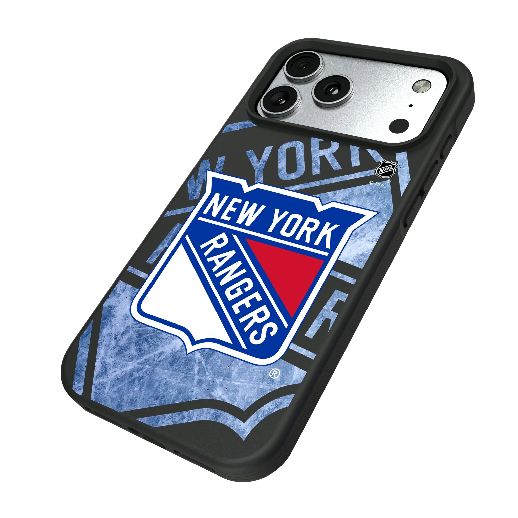 New York Rangers Ice Tilt iPhone Bump Phone Case for Apple iPhone - Isometric View#Device_iPhone 17 Pro Max