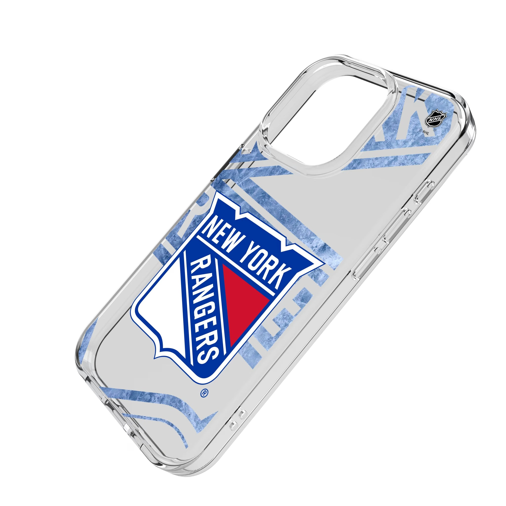 New York Rangers Ice Tilt iPhone Clear Phone Case for Apple iPhone - Isometric View