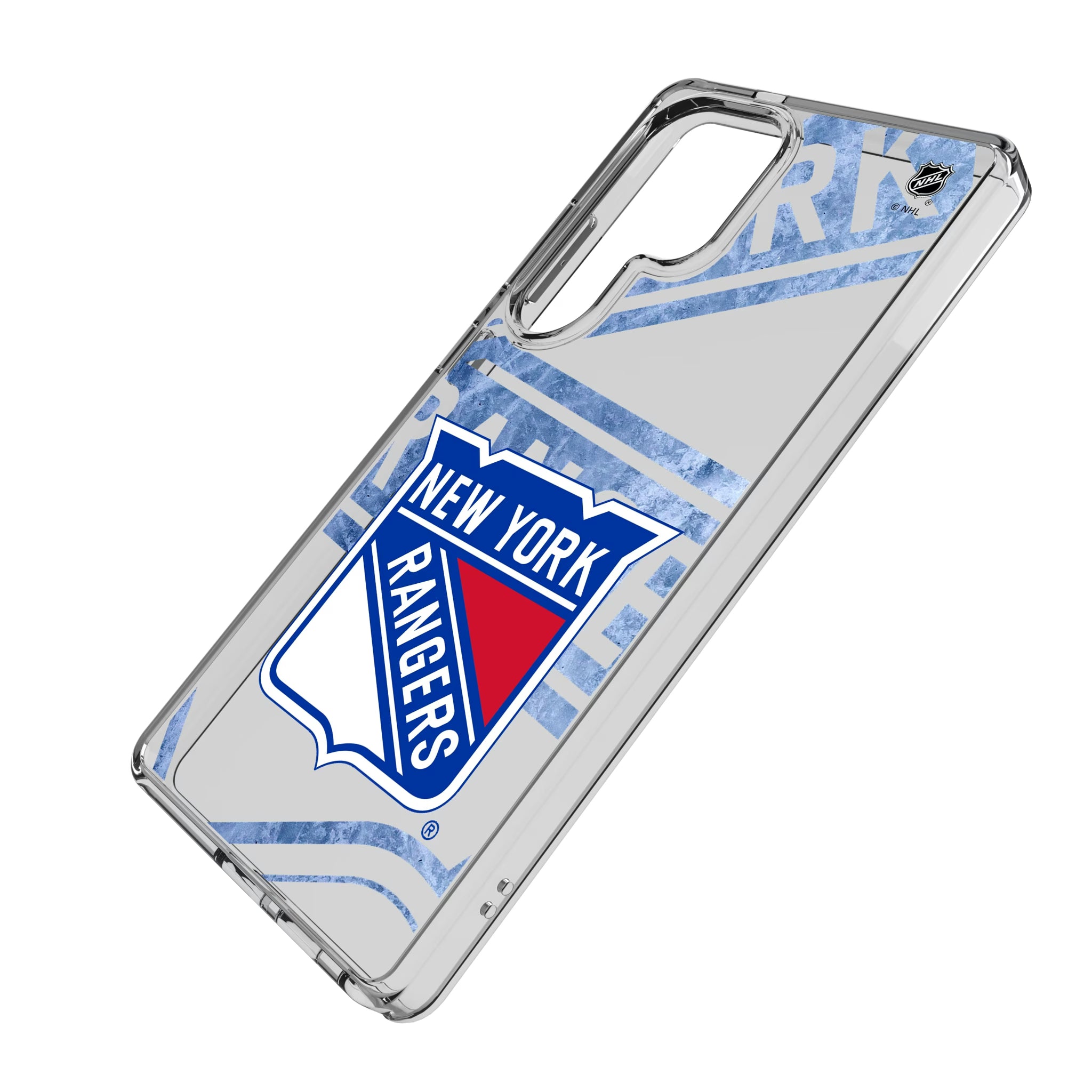 New York Rangers Ice Tilt Galaxy Clear Phone Case for Samsung Galaxy - Isometric View
