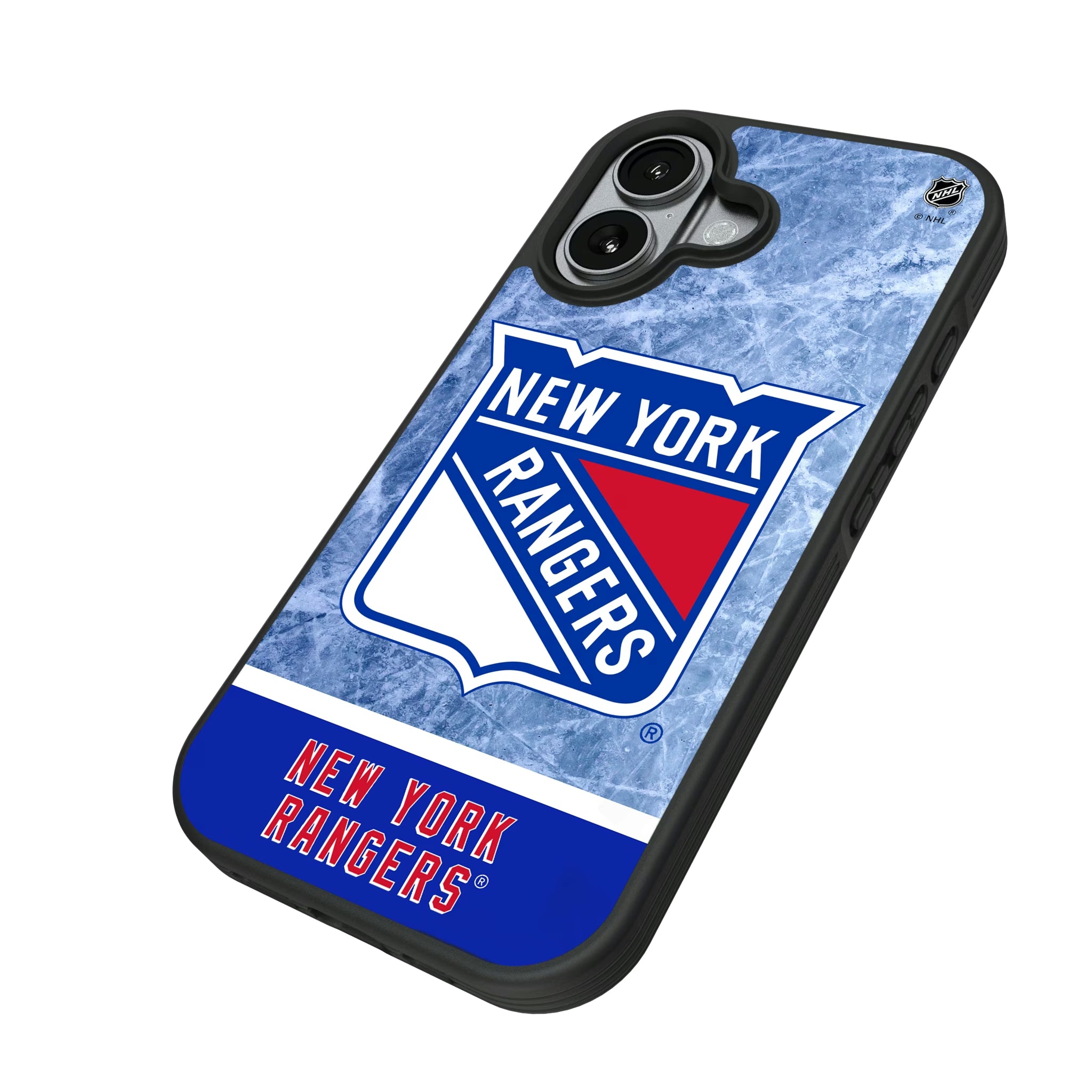 New York Rangers Ice Wordmark iPhone Bump Phone Case for Apple iPhone - Isometric View#Device_iPhone 17
