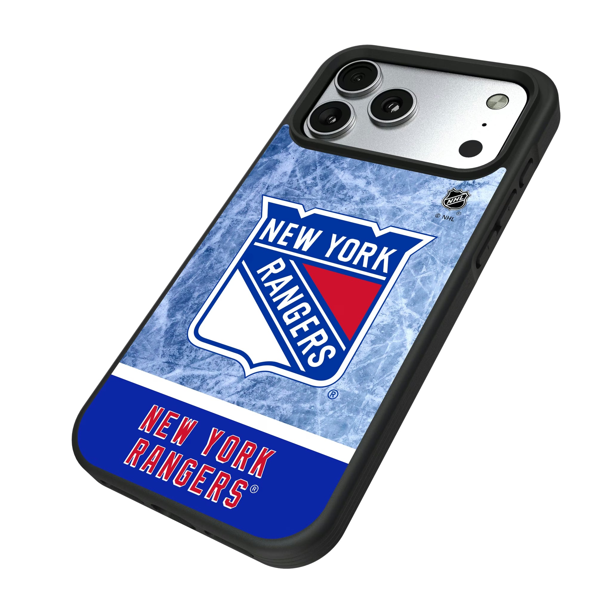 New York Rangers Ice Wordmark iPhone Bump Phone Case for Apple iPhone - Isometric View#Device_iPhone 17 Pro Max