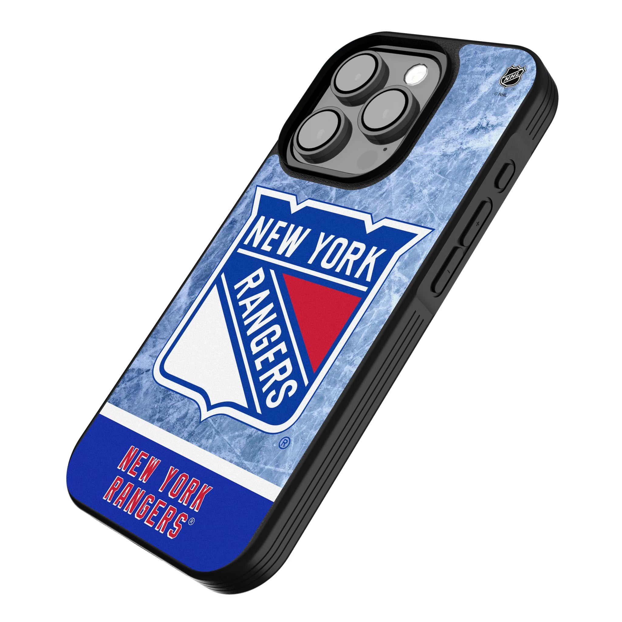 New York Rangers Ice Wordmark iPhone Bump Phone Case for Apple iPhone - Isometric View