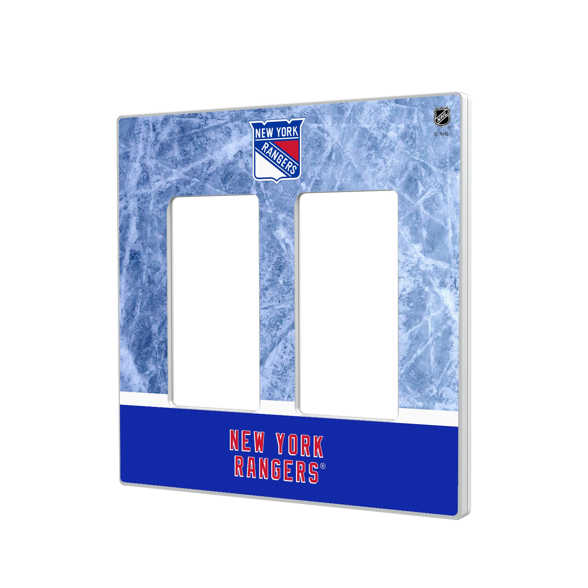New York Rangers Ice Wordmark Hidden-Screw Light Switch Plate#Style_Double Rocker