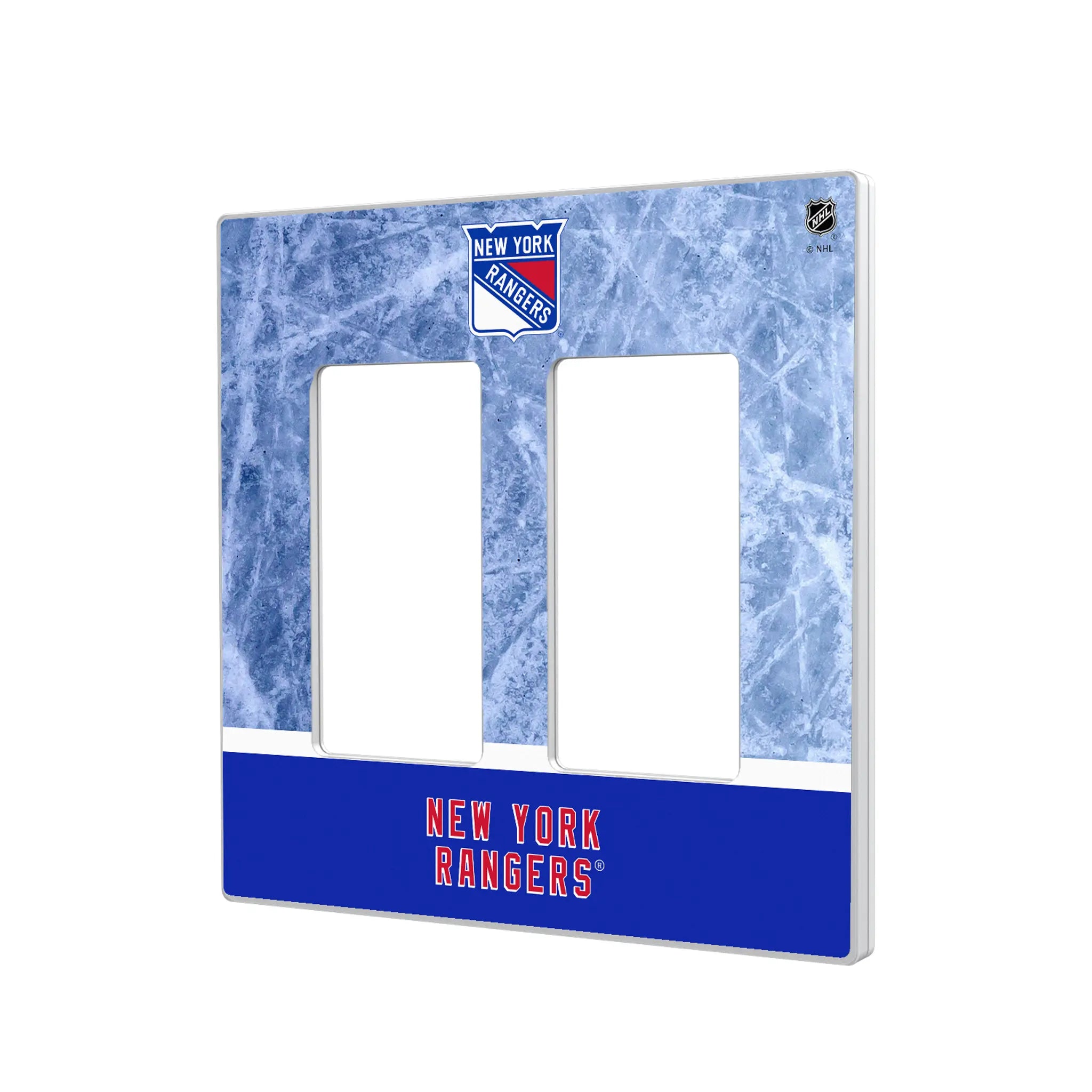 New York Rangers Ice Wordmark Hidden-Screw Light Switch Plate#Style_Double Rocker