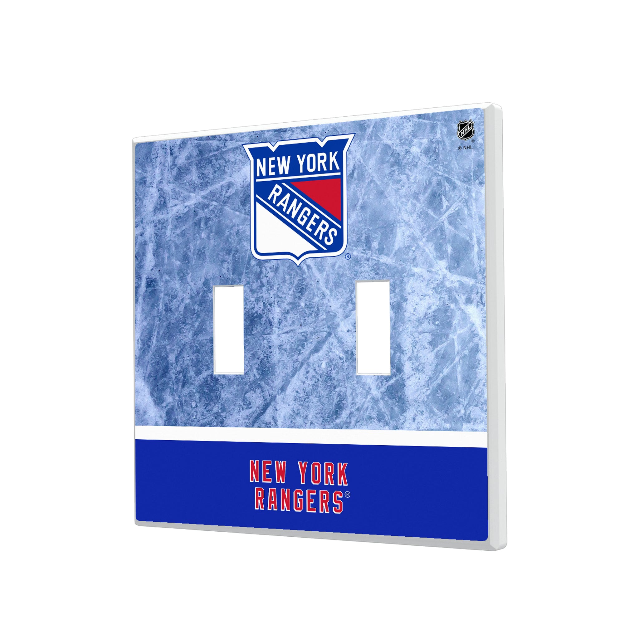 New York Rangers Ice Wordmark Hidden-Screw Light Switch Plate#Style_Double Toggle