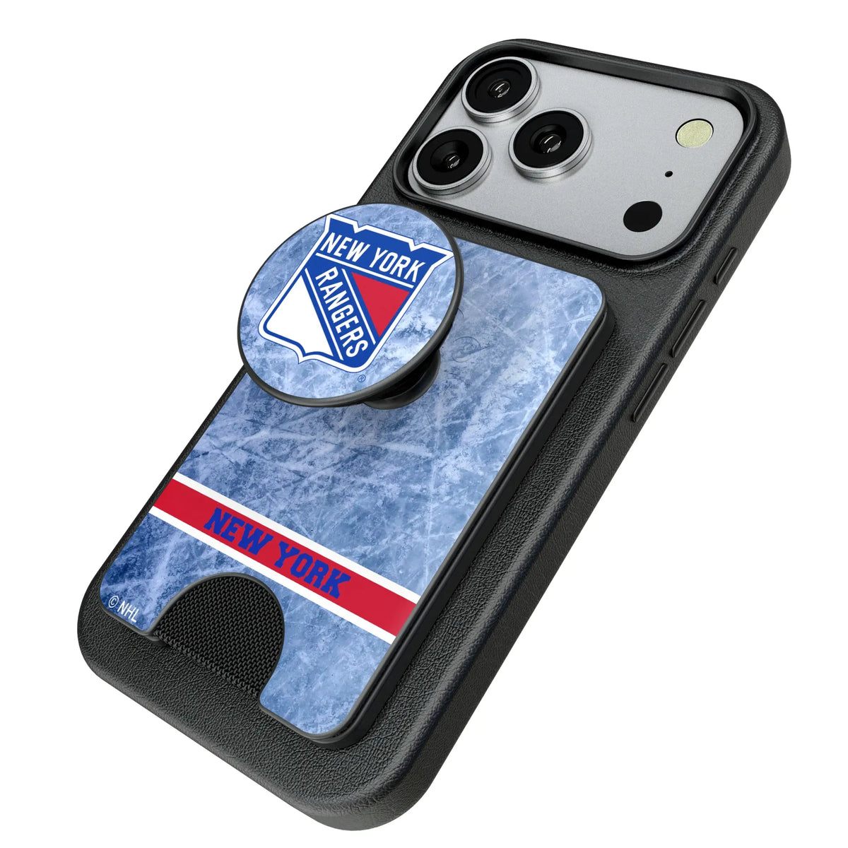 New York Rangers Ice Wordmark Popsockets Wallet Magnetic - Isometric View