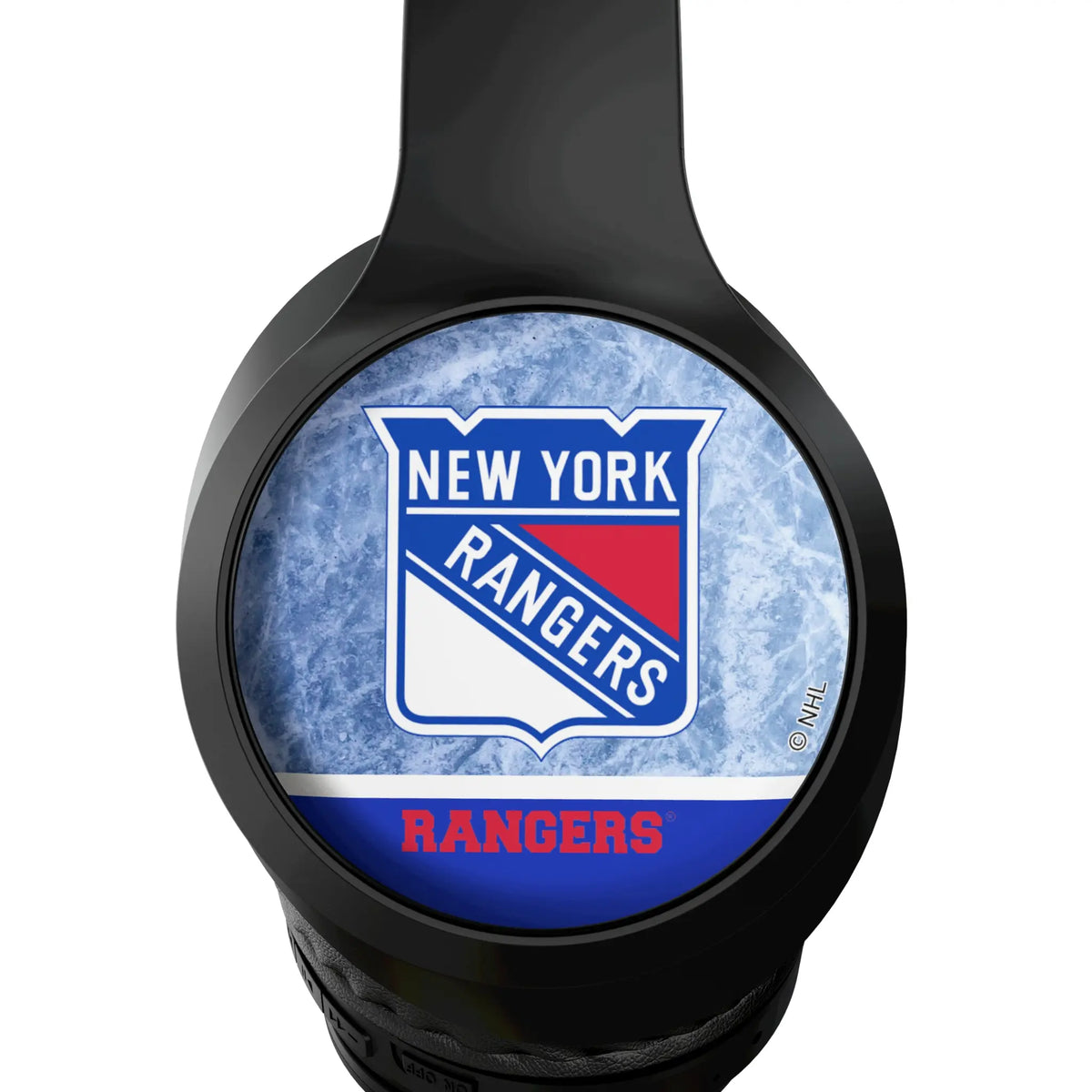 New York Rangers Ice Wordmark Wireless Over-Ear Headphones With Case - Detail