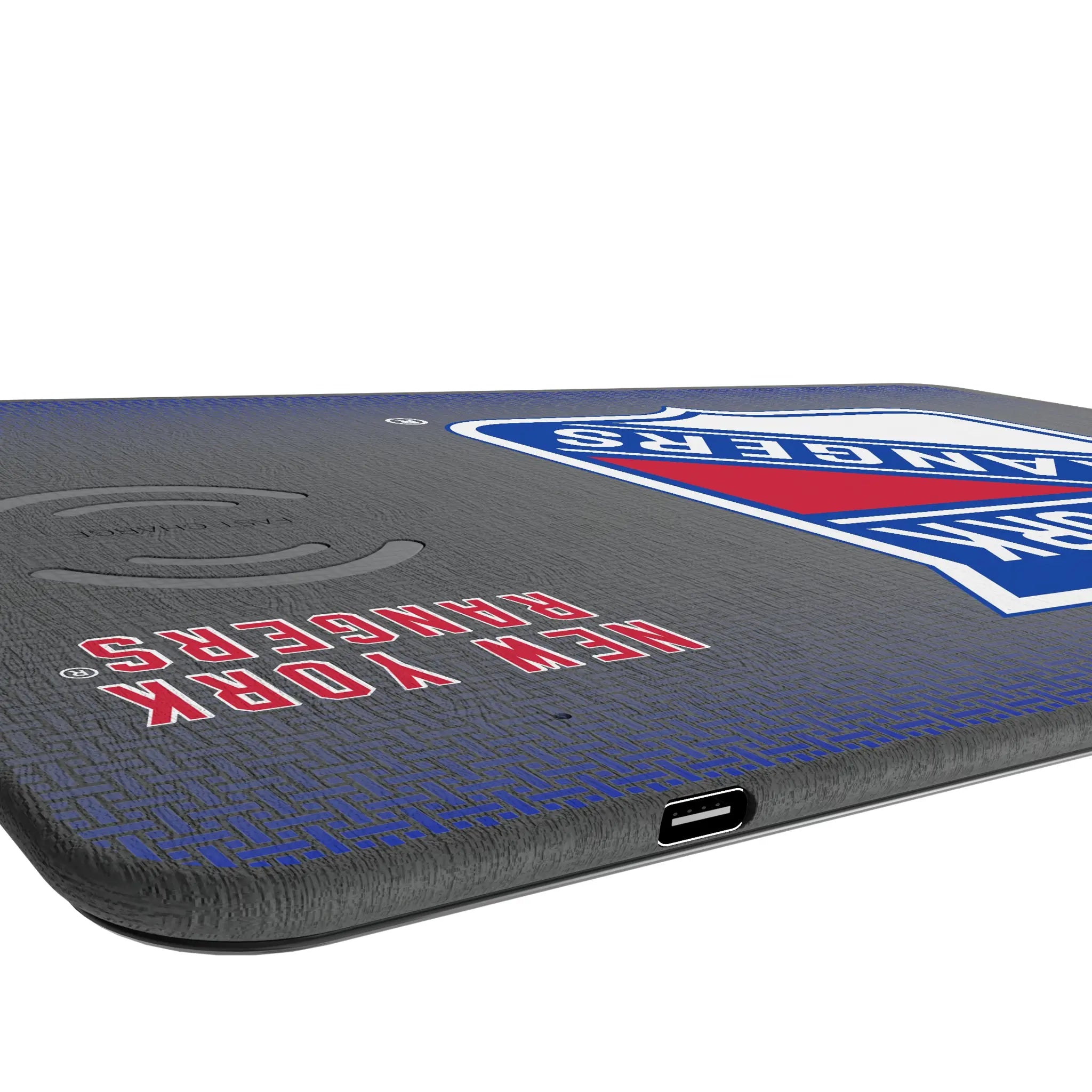 New York Rangers Linen 15-Watt Wireless Charger and Mouse Pad