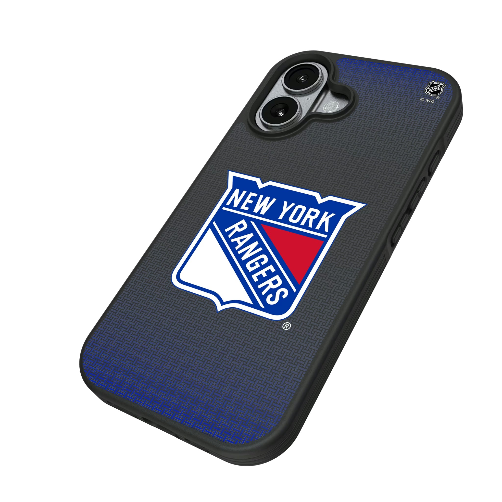 New York Rangers Linen iPhone Bump Phone Case for Apple iPhone - Isometric View#Device_iPhone 17
