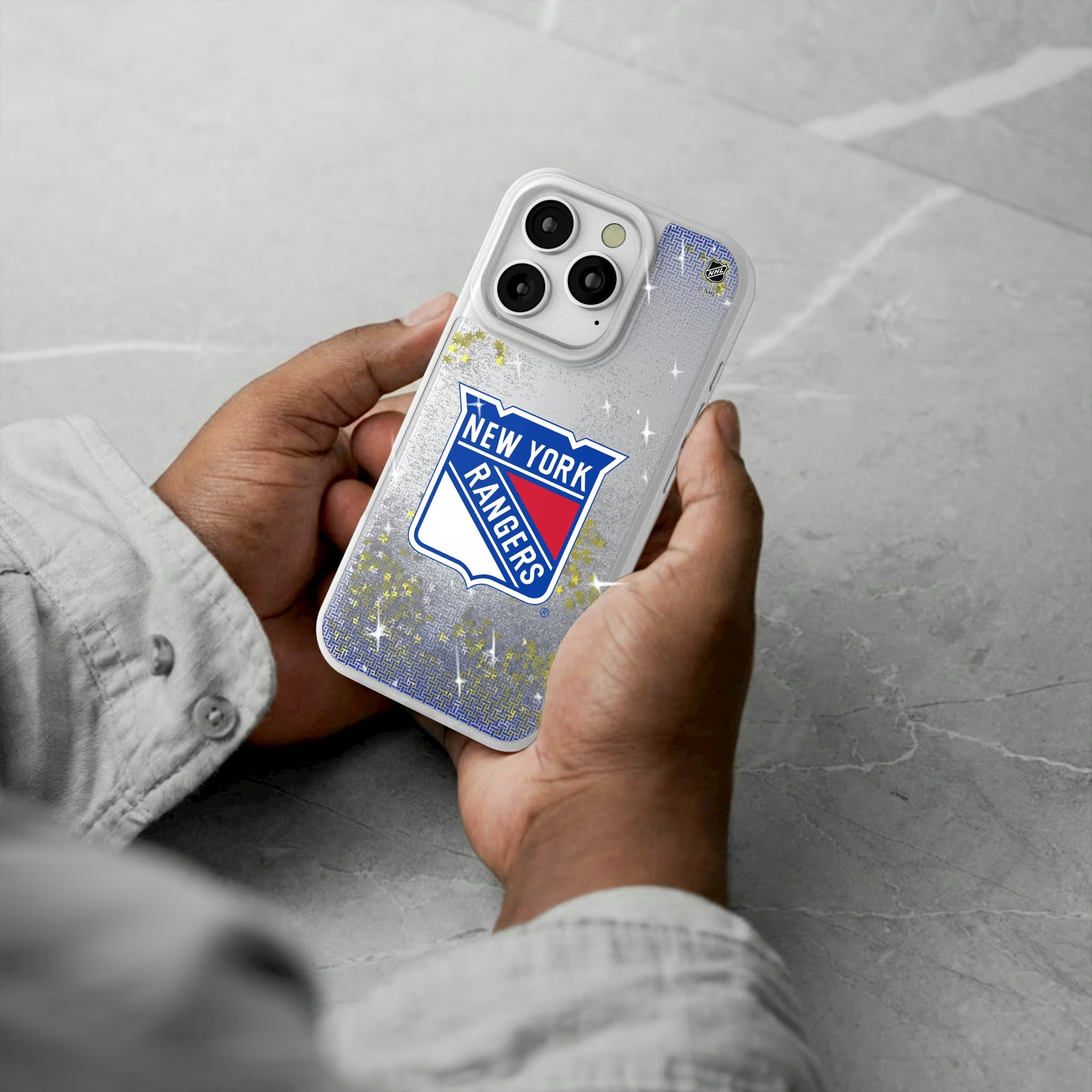 New York Rangers Linen iPhone Glitter Phone Case for Apple iPhone - Lifestyle#Device_iPhone 16 Pro